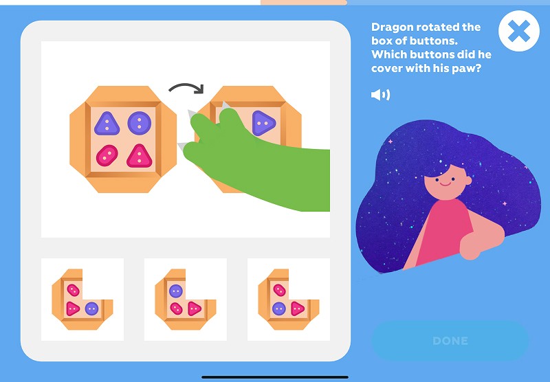 Mental rotation: choose the picture that shows the buttons after rotation