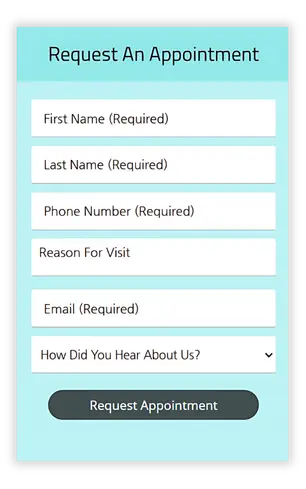 Appointment request form with fields and submit button