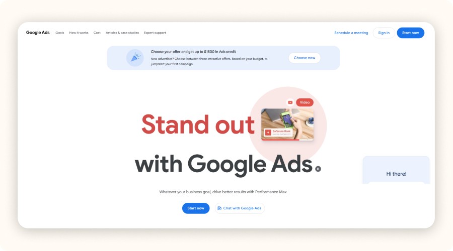 Google Ads’homepage