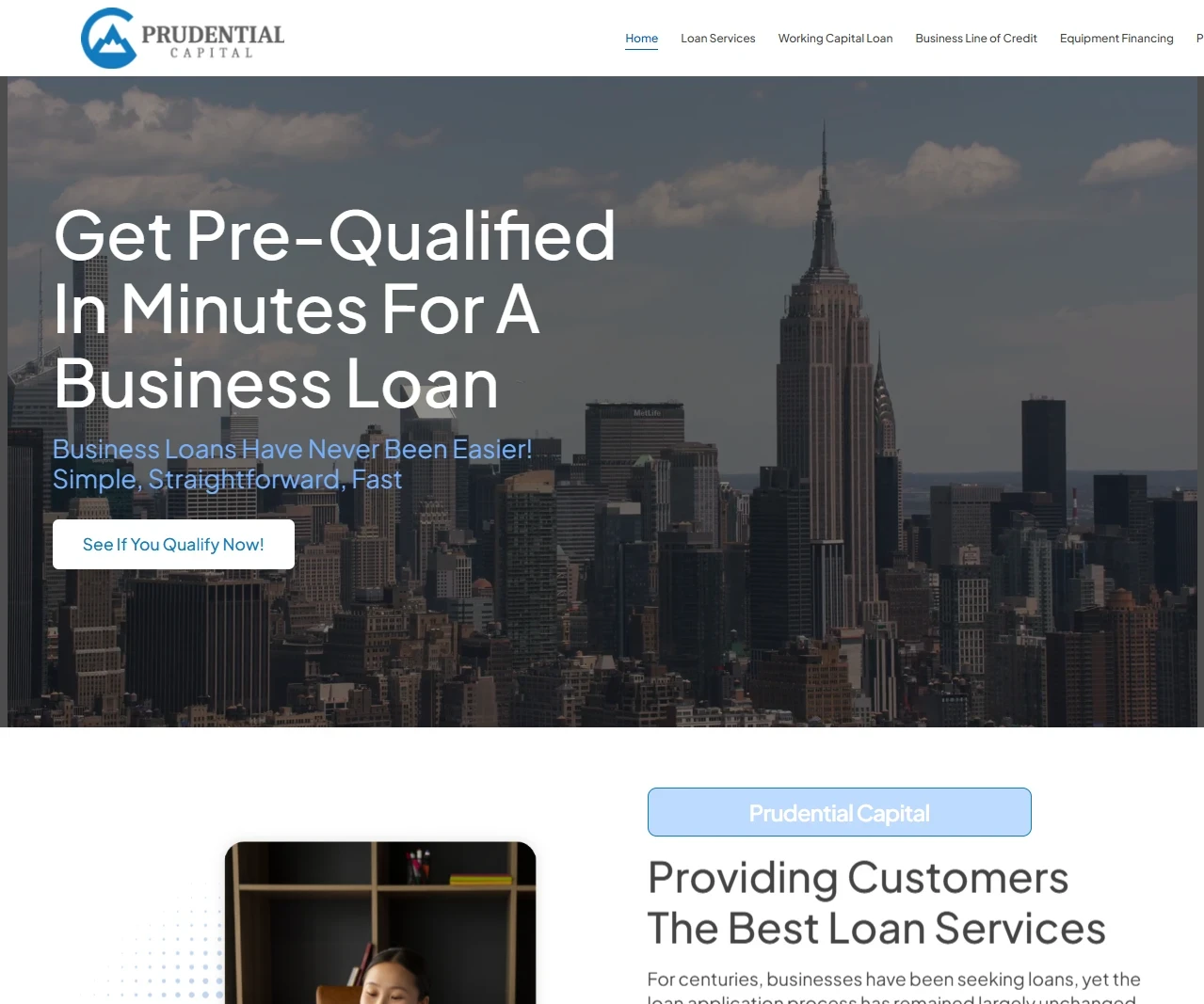Prudential Capital website design preview – financial lending and business loan web design by RJP.design Web Design Agency NYC, showcasing professional funding and loan qualification services.