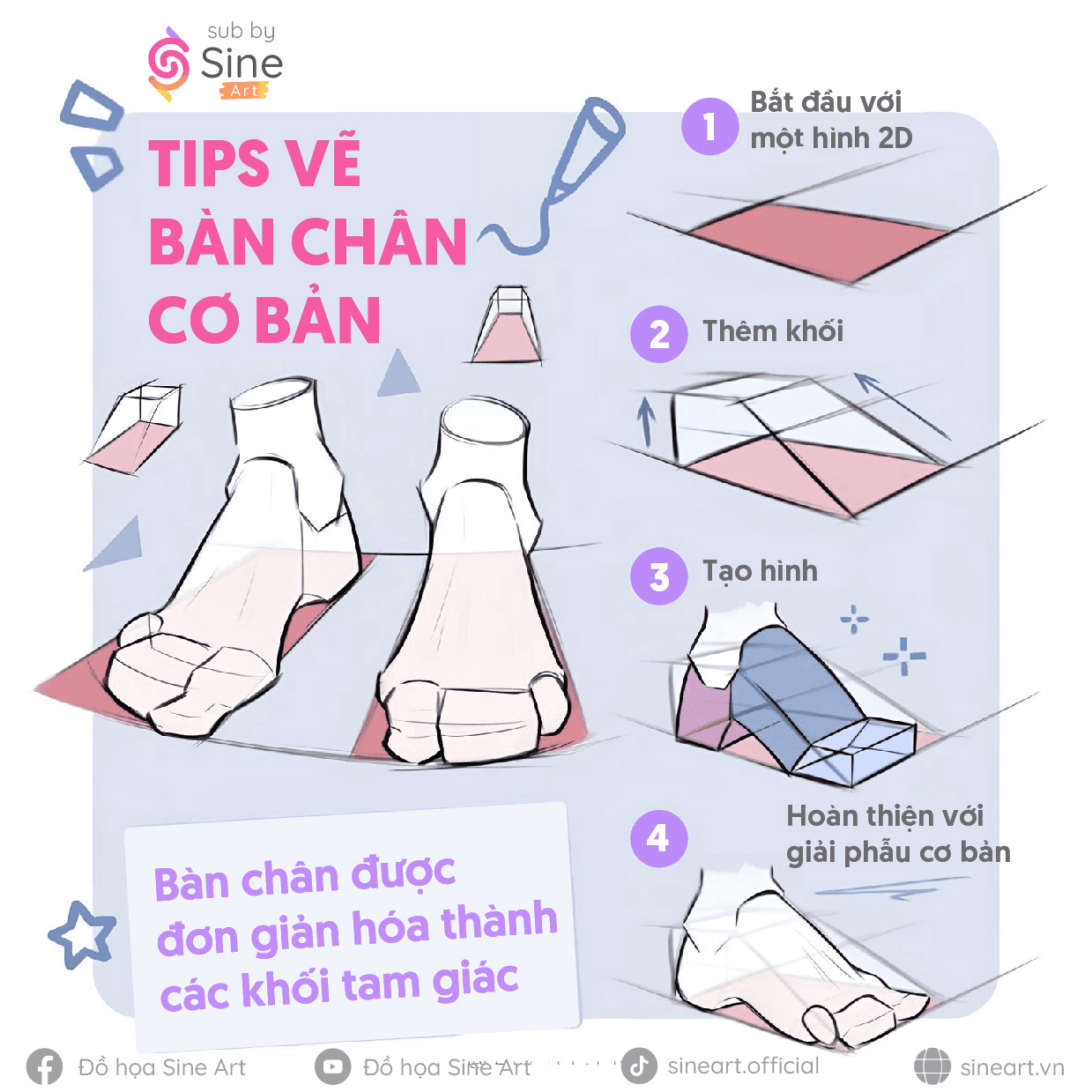 Mẹo vẽ bàn chân cơ bản