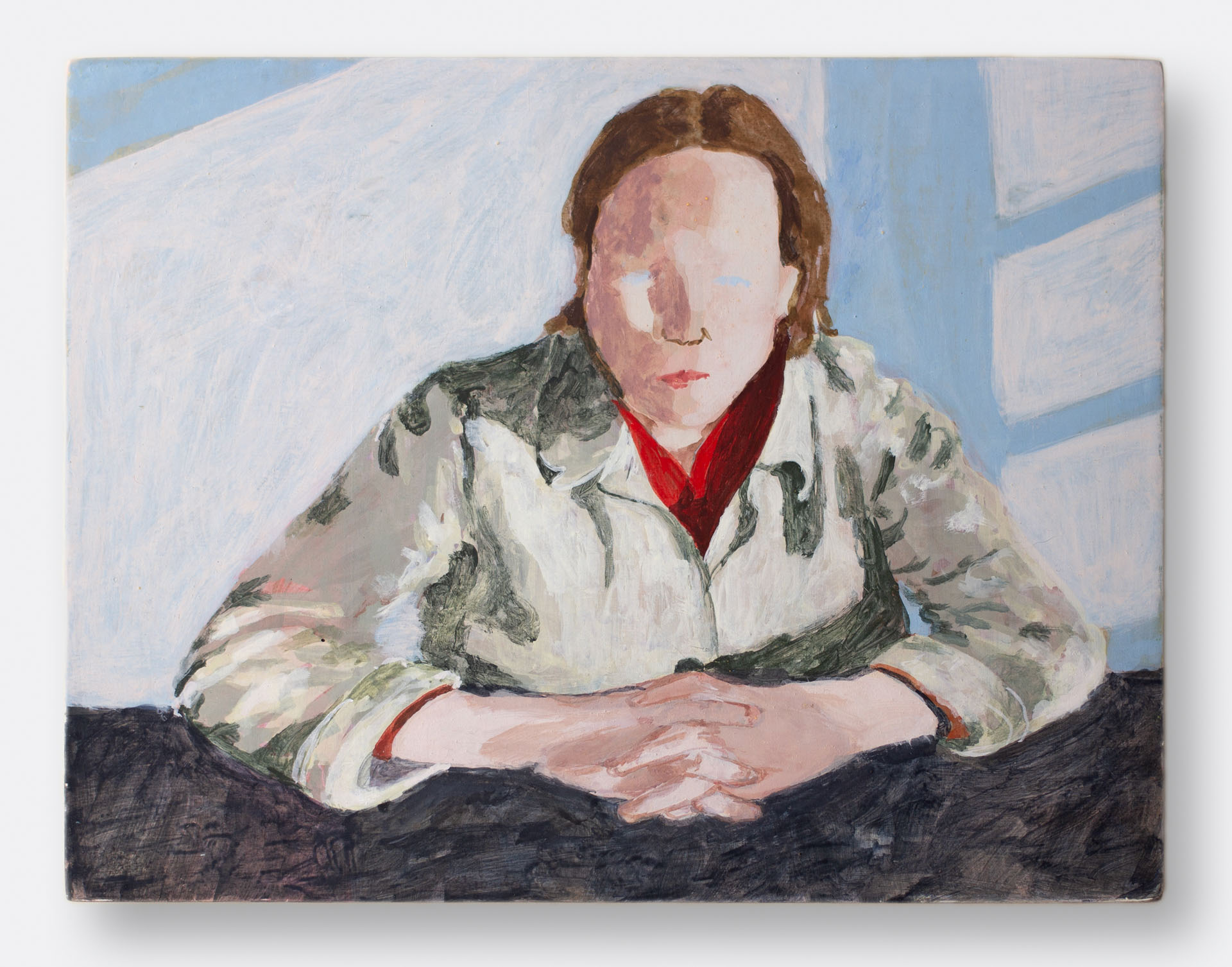 Emma at Noon, 2023, egg tempera on panel, 6x7.75"