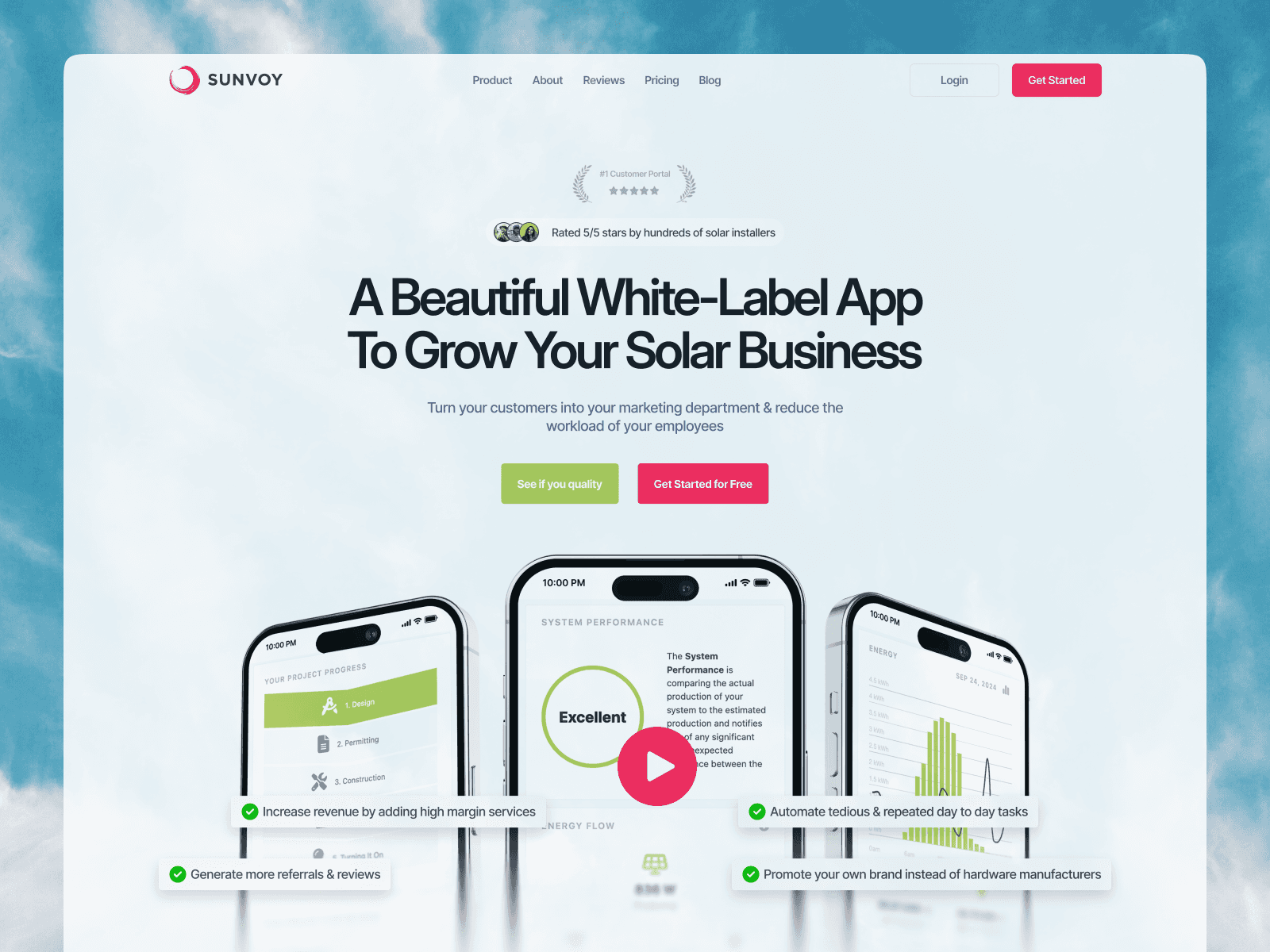 solar powered app landing page