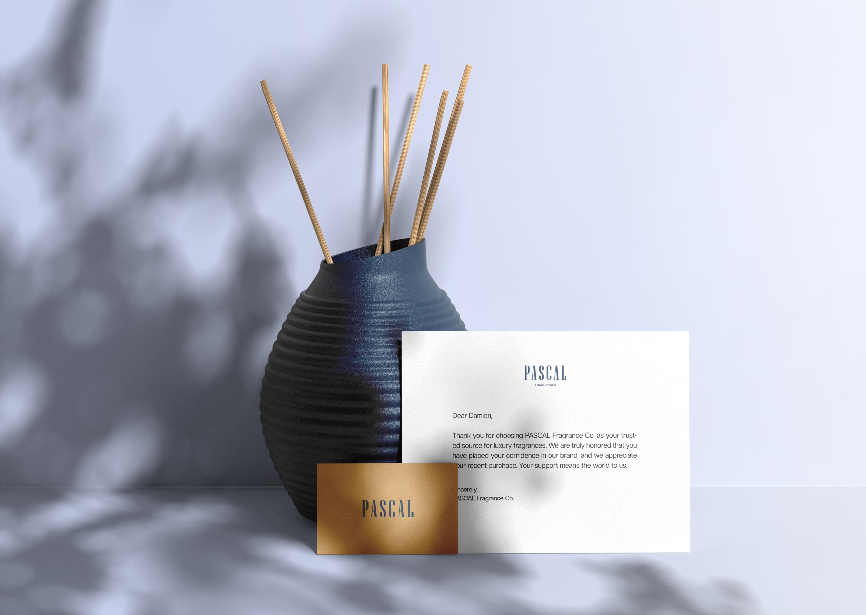 A Cosmetic Company Business Card and Invitation Letter In Use