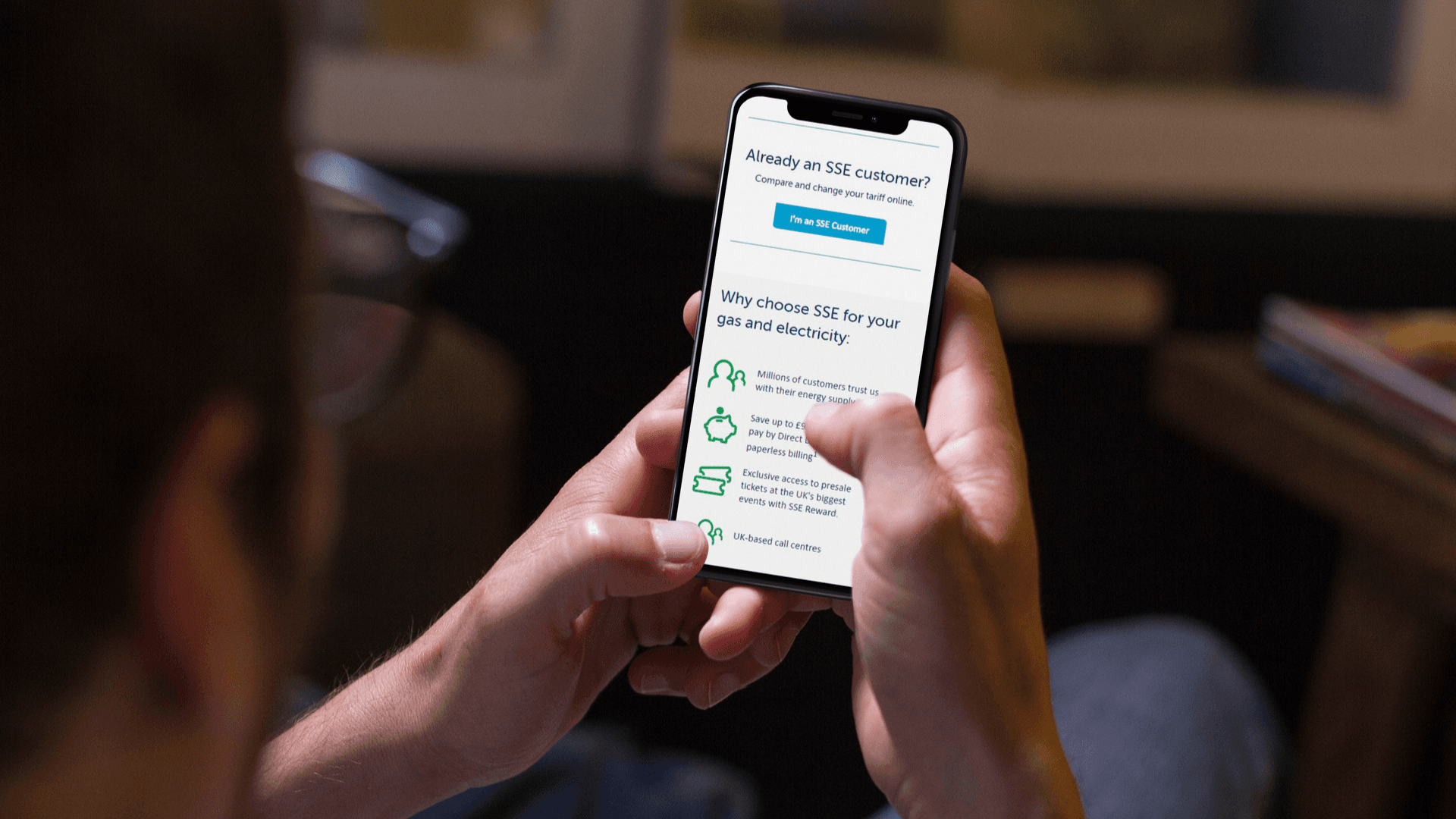 The SSE website on mobile