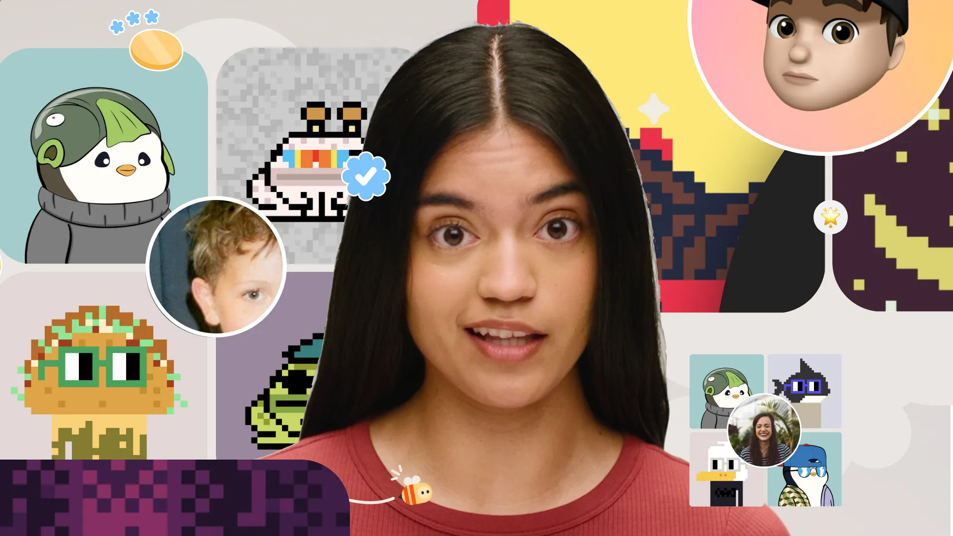 Grid of hand drawn storyboard frames showing circles, arrows, and interface mockups illustrating a concept about global connection and media sharing.