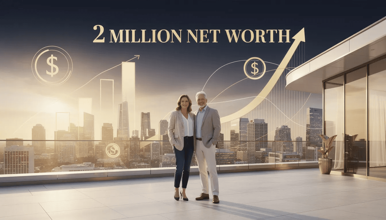 An illustration of retirement planning with a focus on achieving a 2 million net worth.