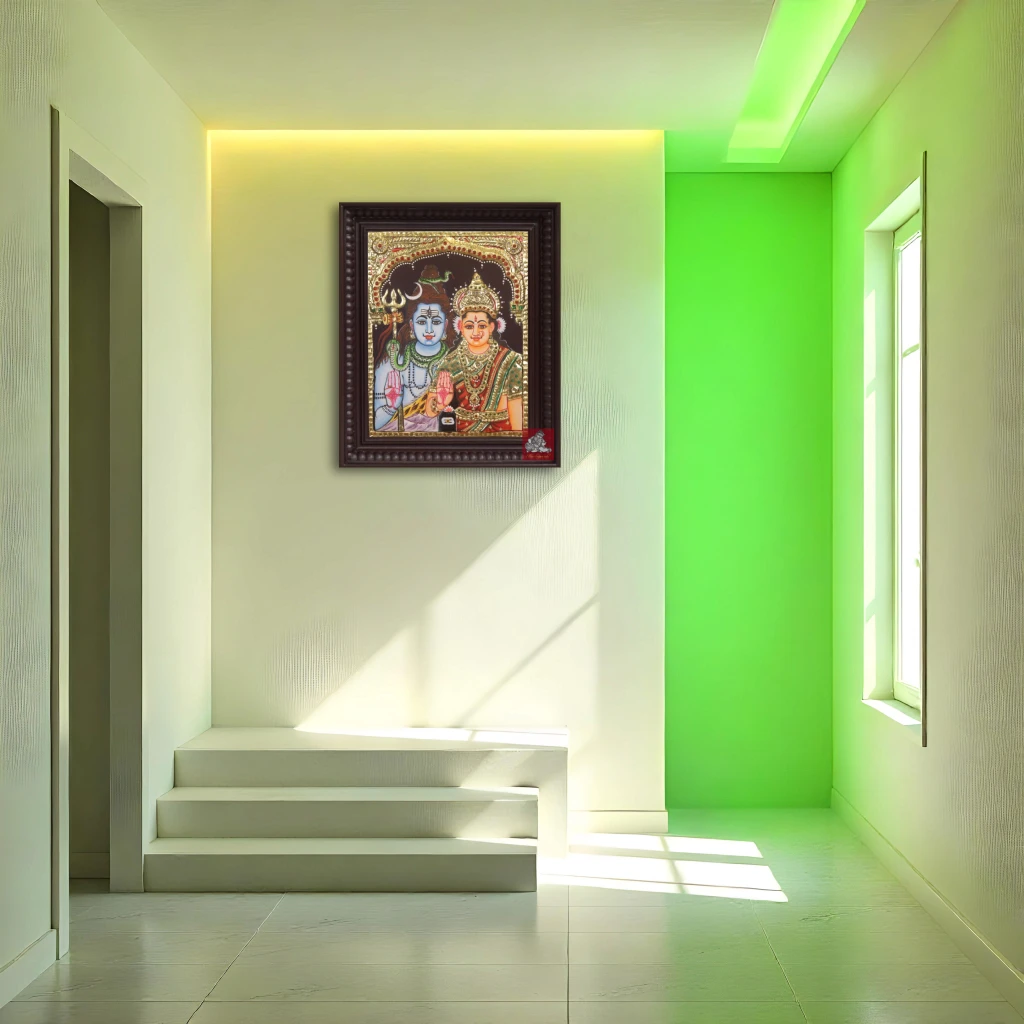 Shiva Parvathi Tanjore painting