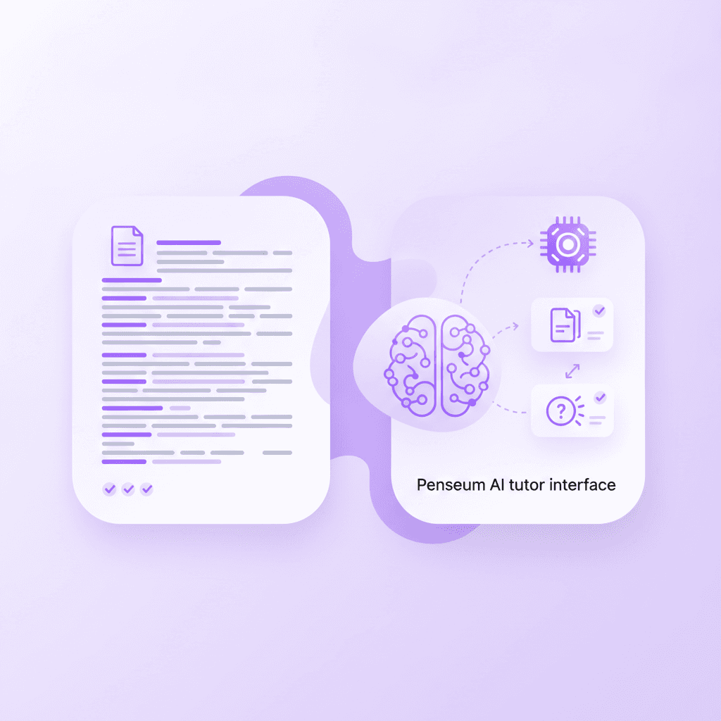 Penseum AI automatically generating study materials from dense student notes