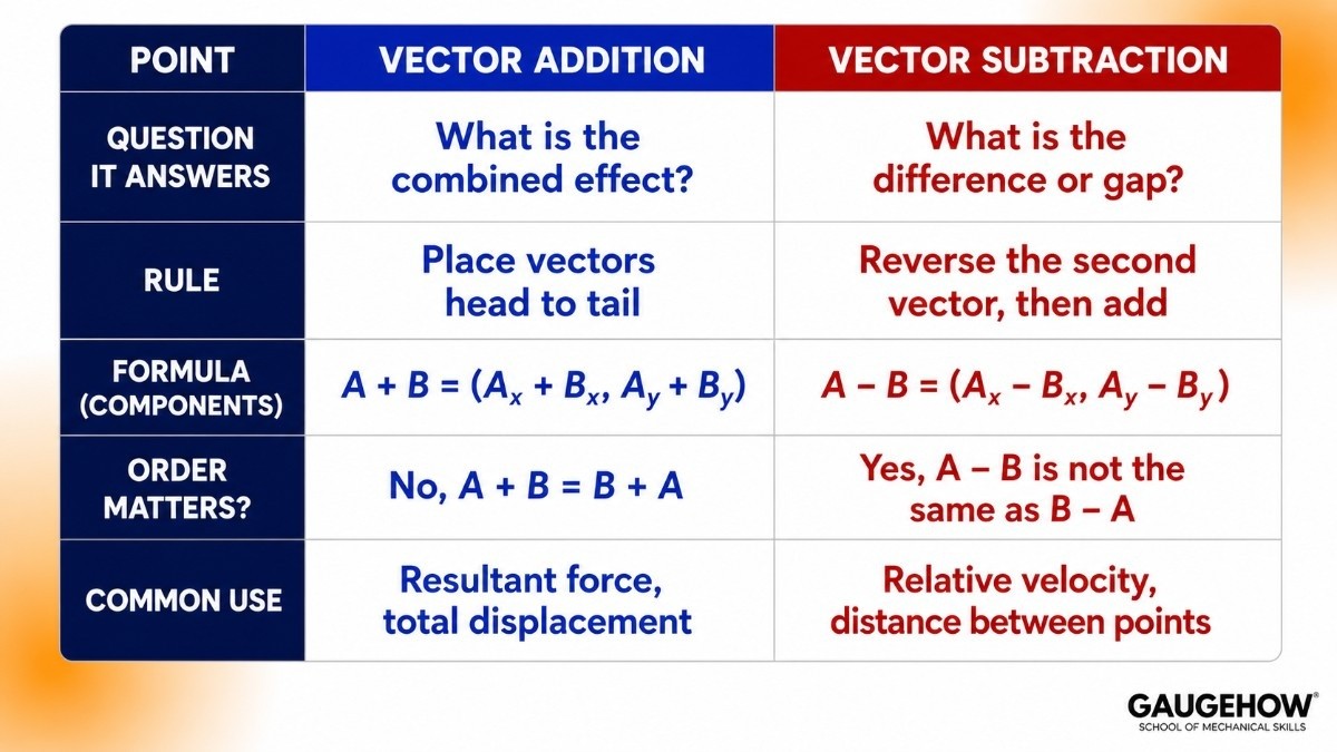 Vector Subtraction vs Vector Addition