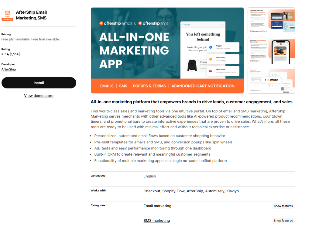 AfterShip Email Marketing,SMS on the Shopify App Store