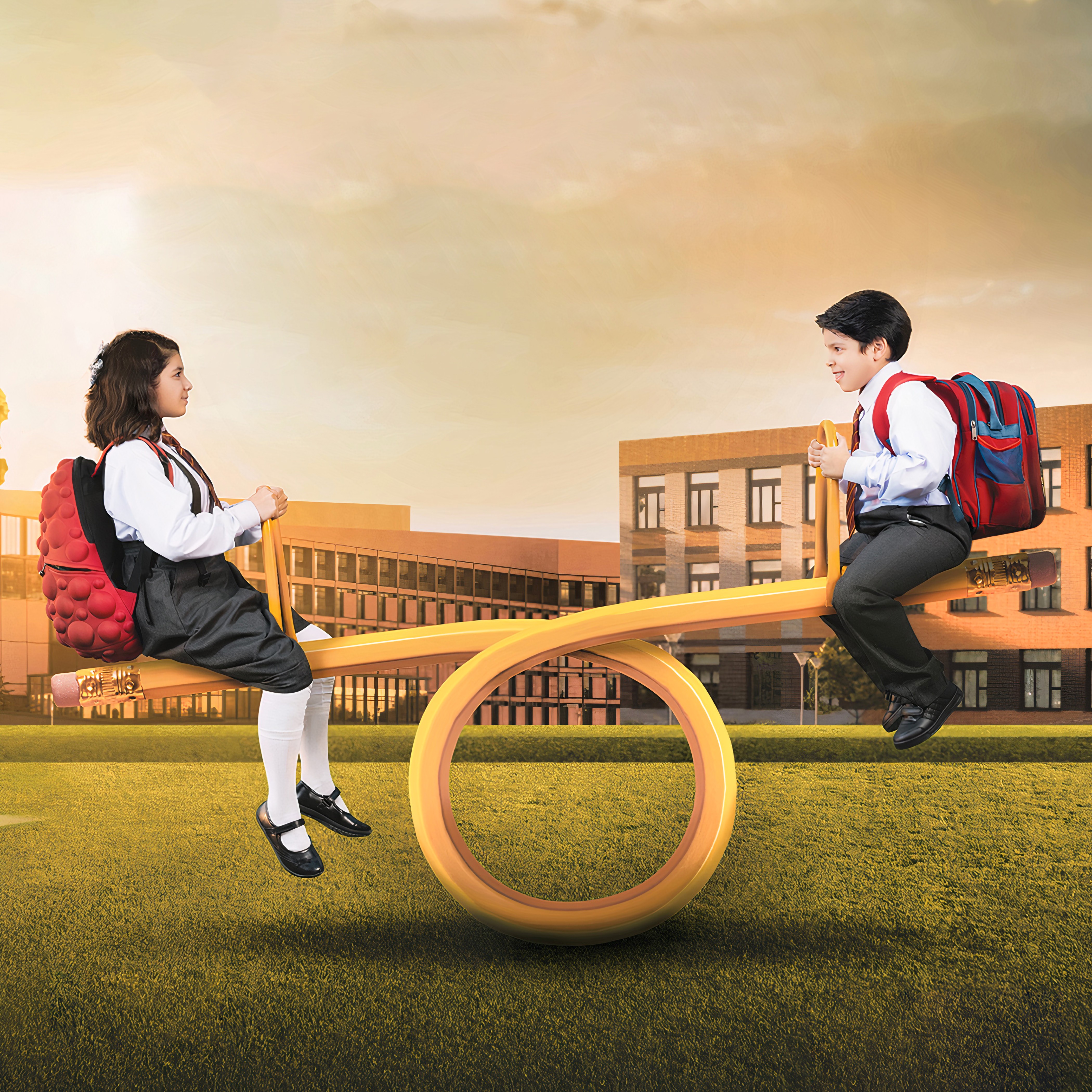 Students playing in school playground from an education board in India