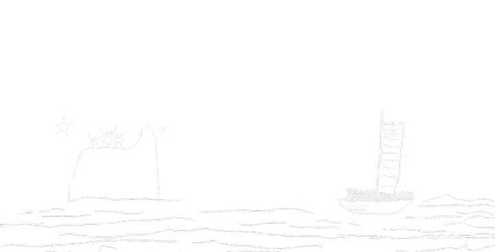 Mountain and boat sketch with quote