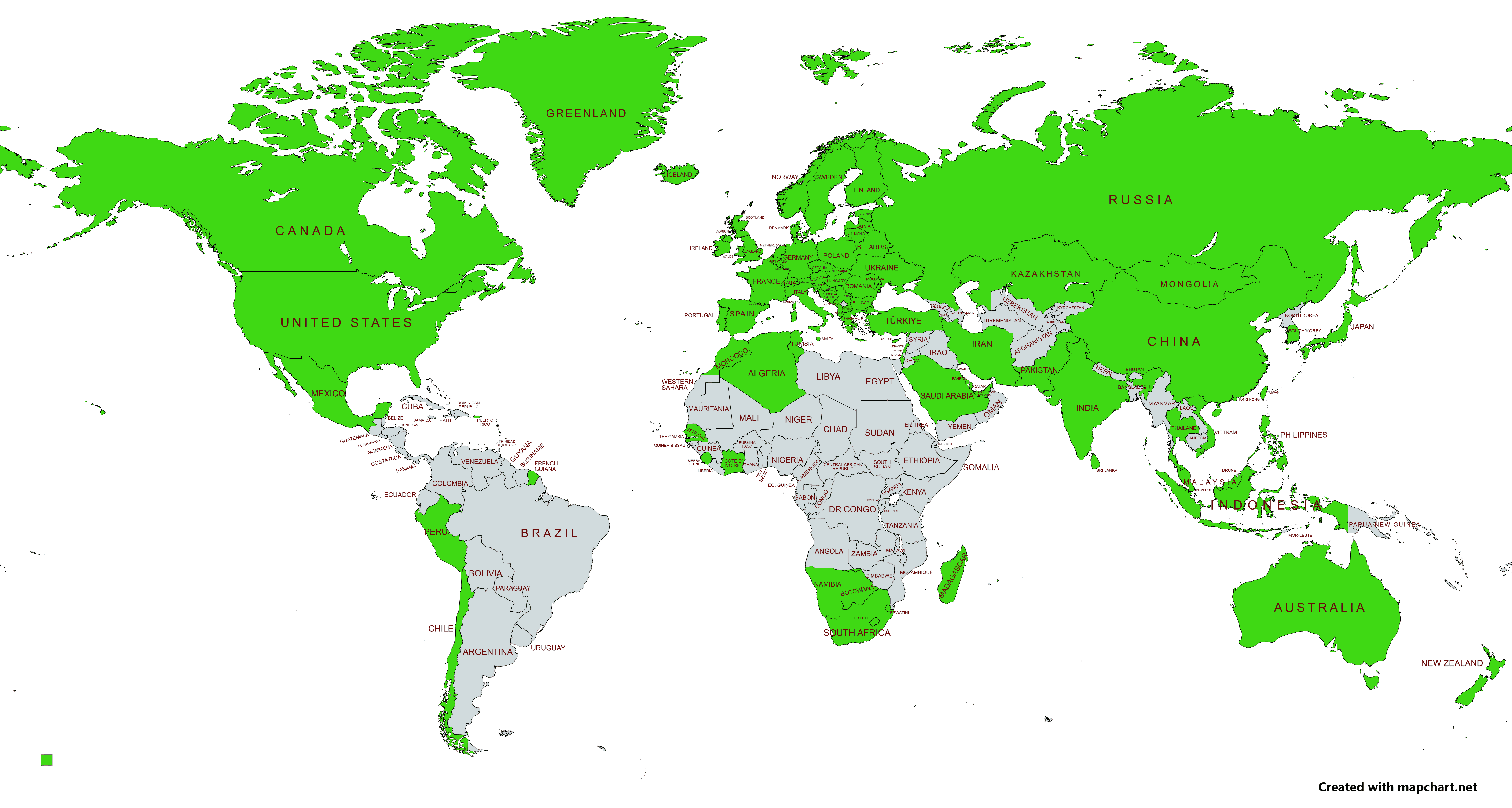 A map showing the carnet countries across Europe, North America, South America, Africa, Asia, and Oceania.
