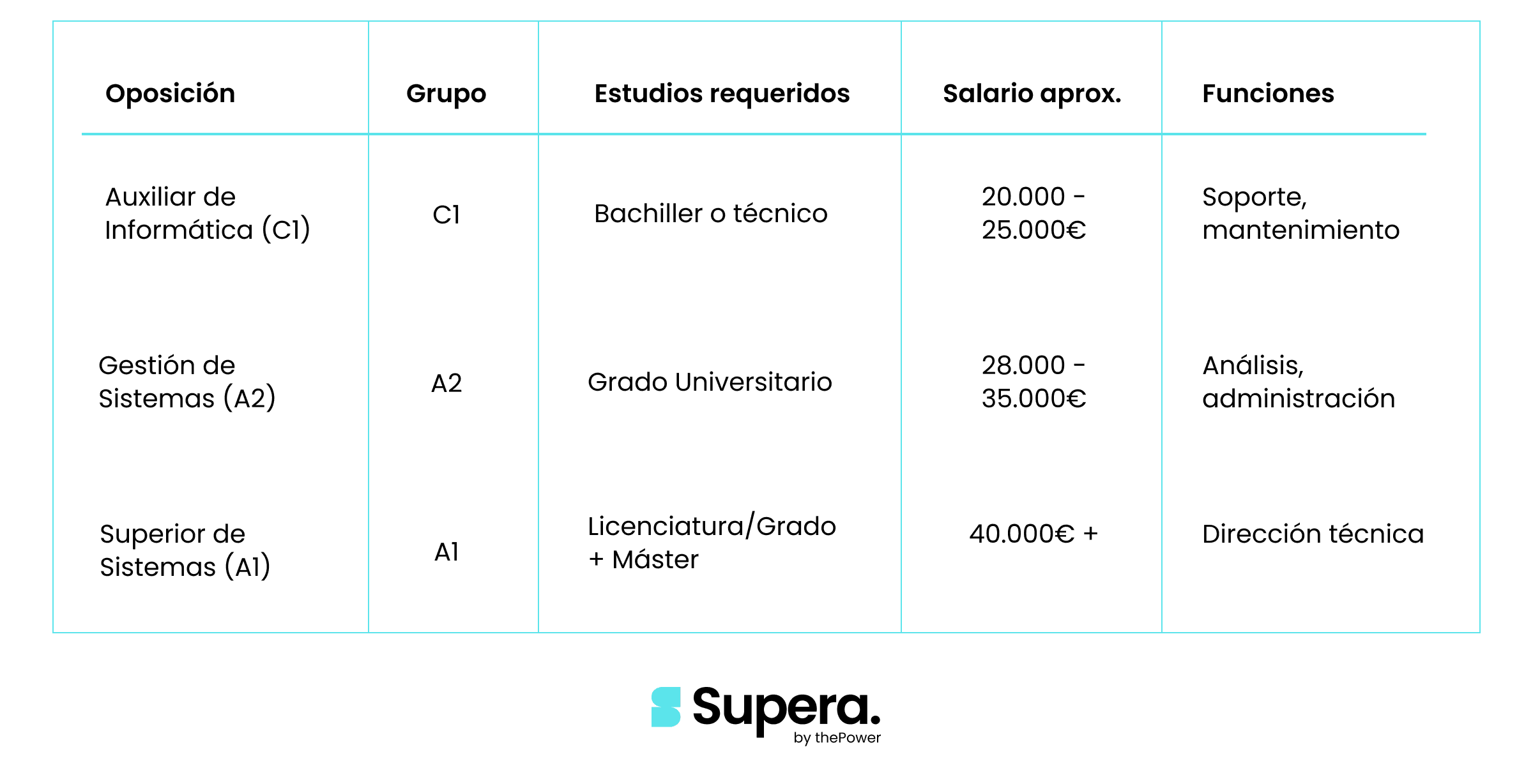 Comparativa entre los cuerpos de informática