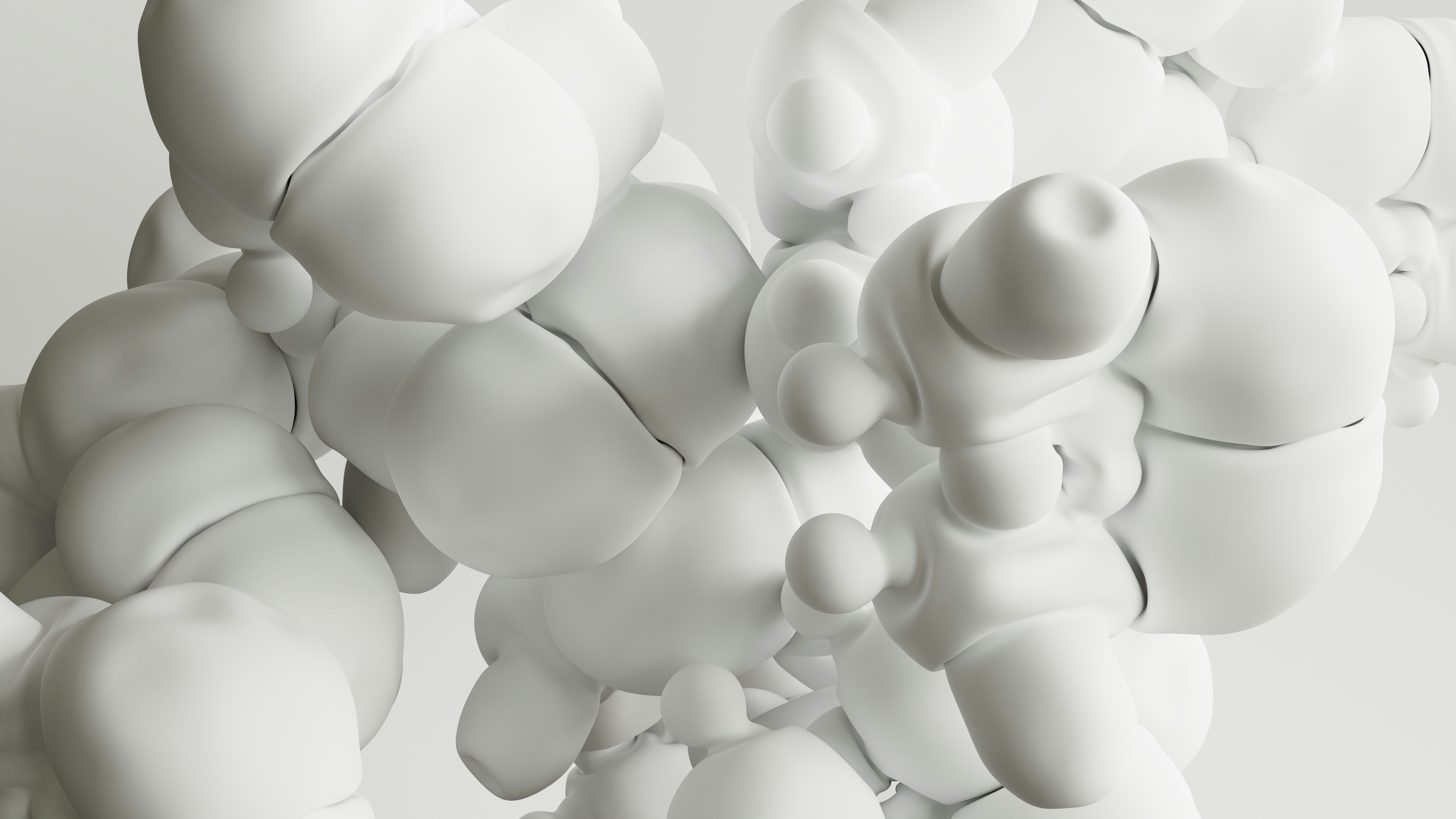 Abstract cluster of white organic shapes
