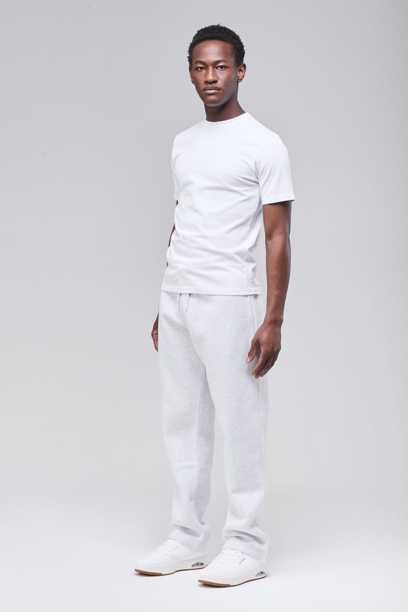 Male model wearing Langley sweatpants, relaxed fit full figure