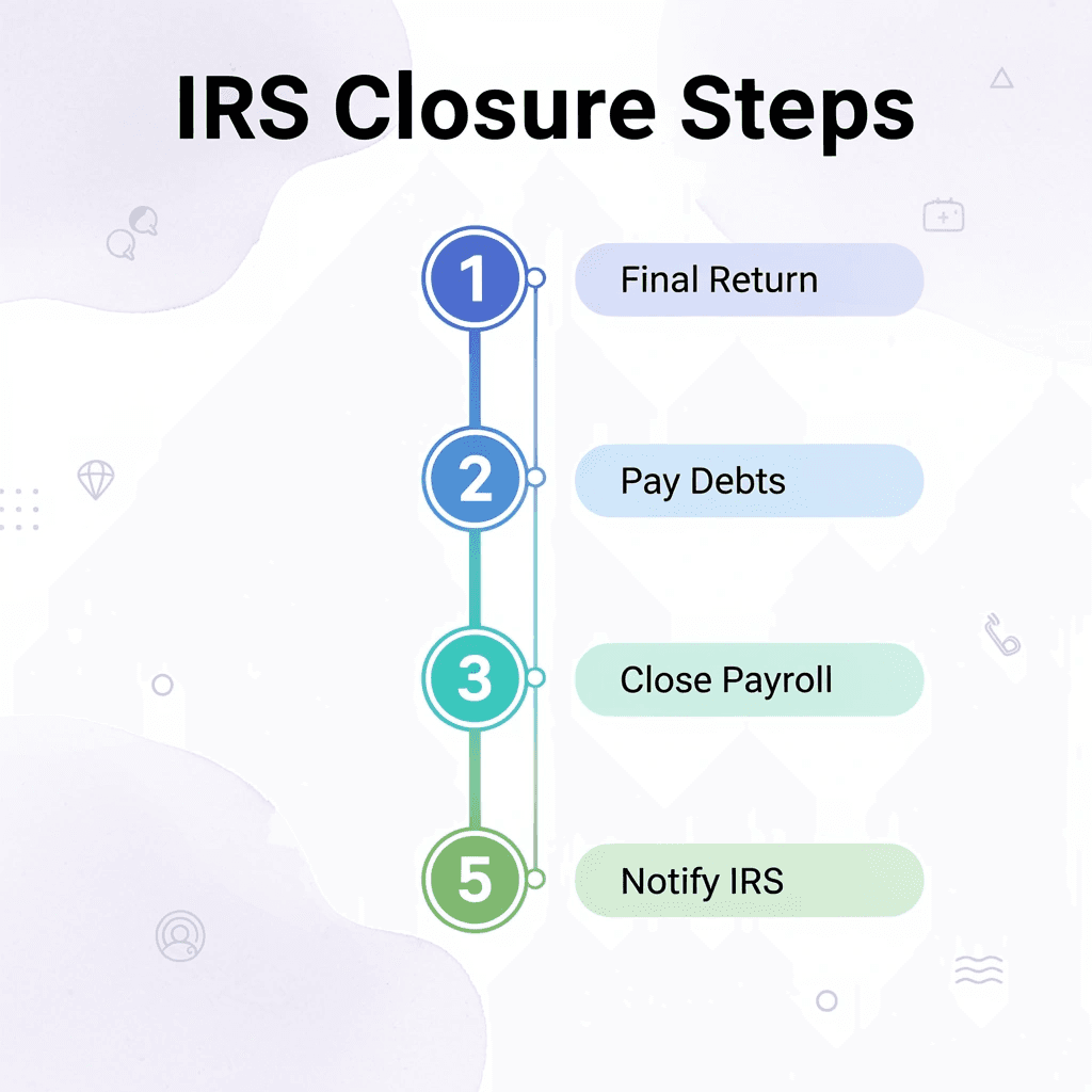 Sequential steps for closing business with IRS - How To Close A Business With The IRS 