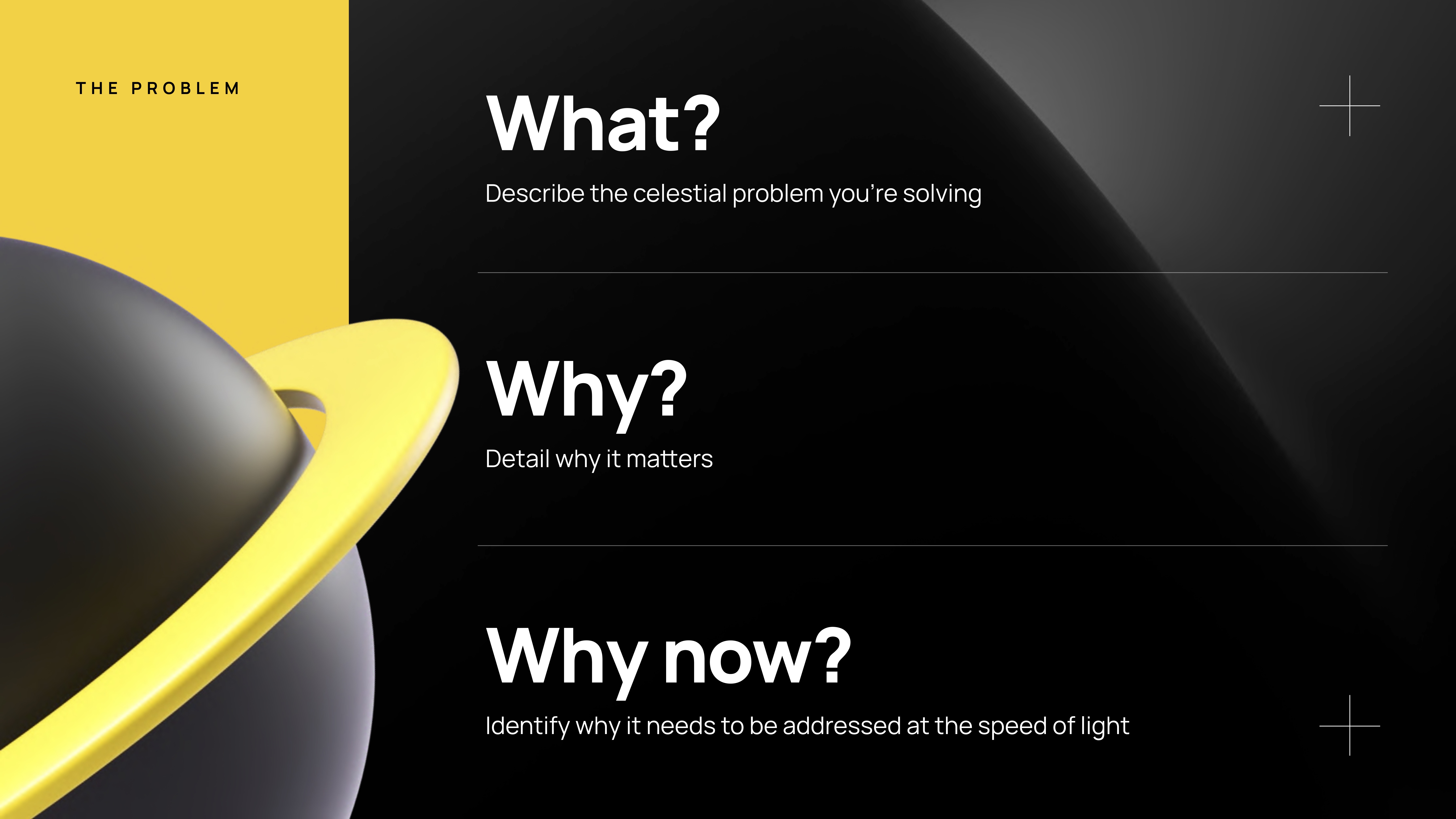 A slide from a pitch deck showing the what, why, and why now of a product.