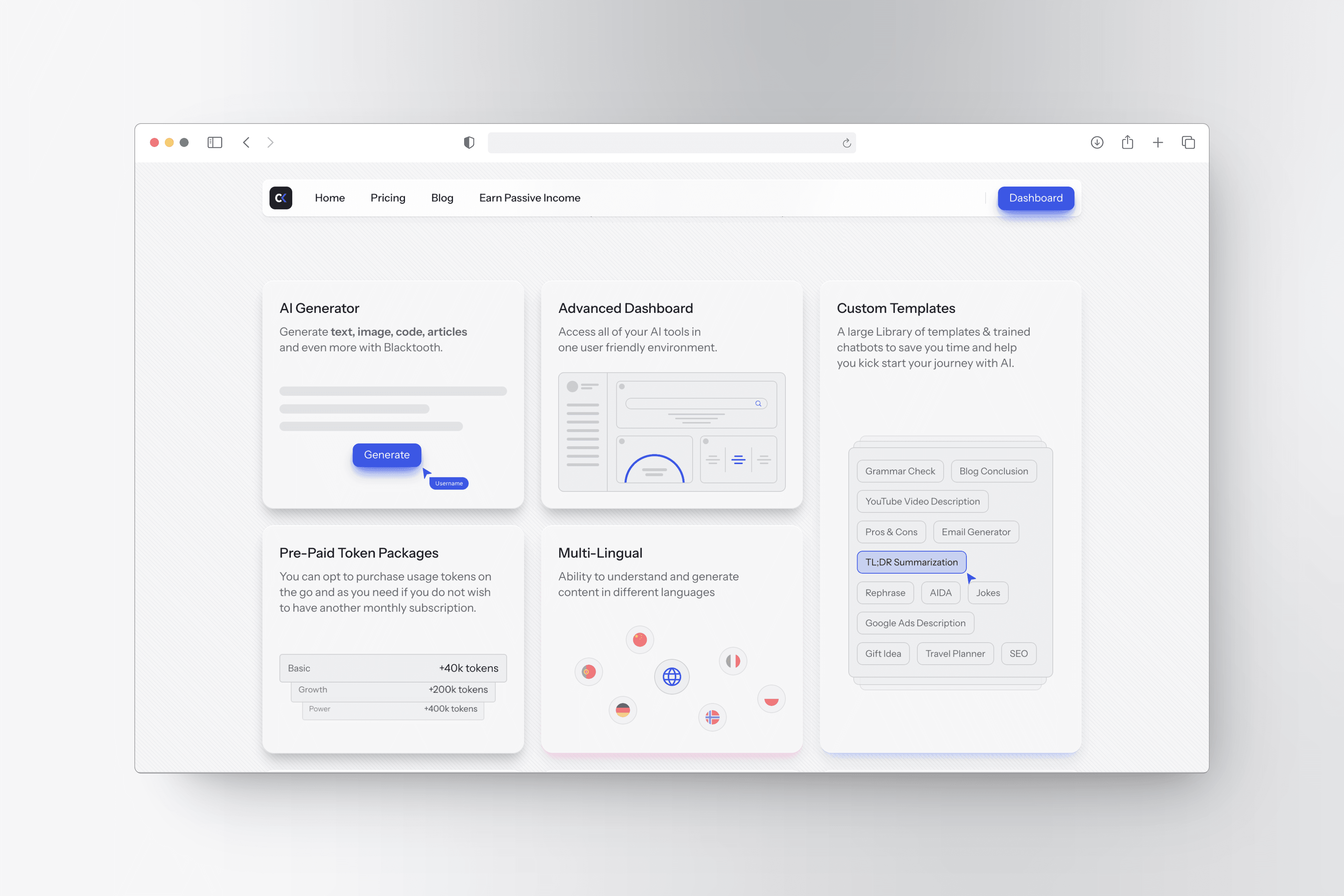 Blacktooth's homepage design made in Framer