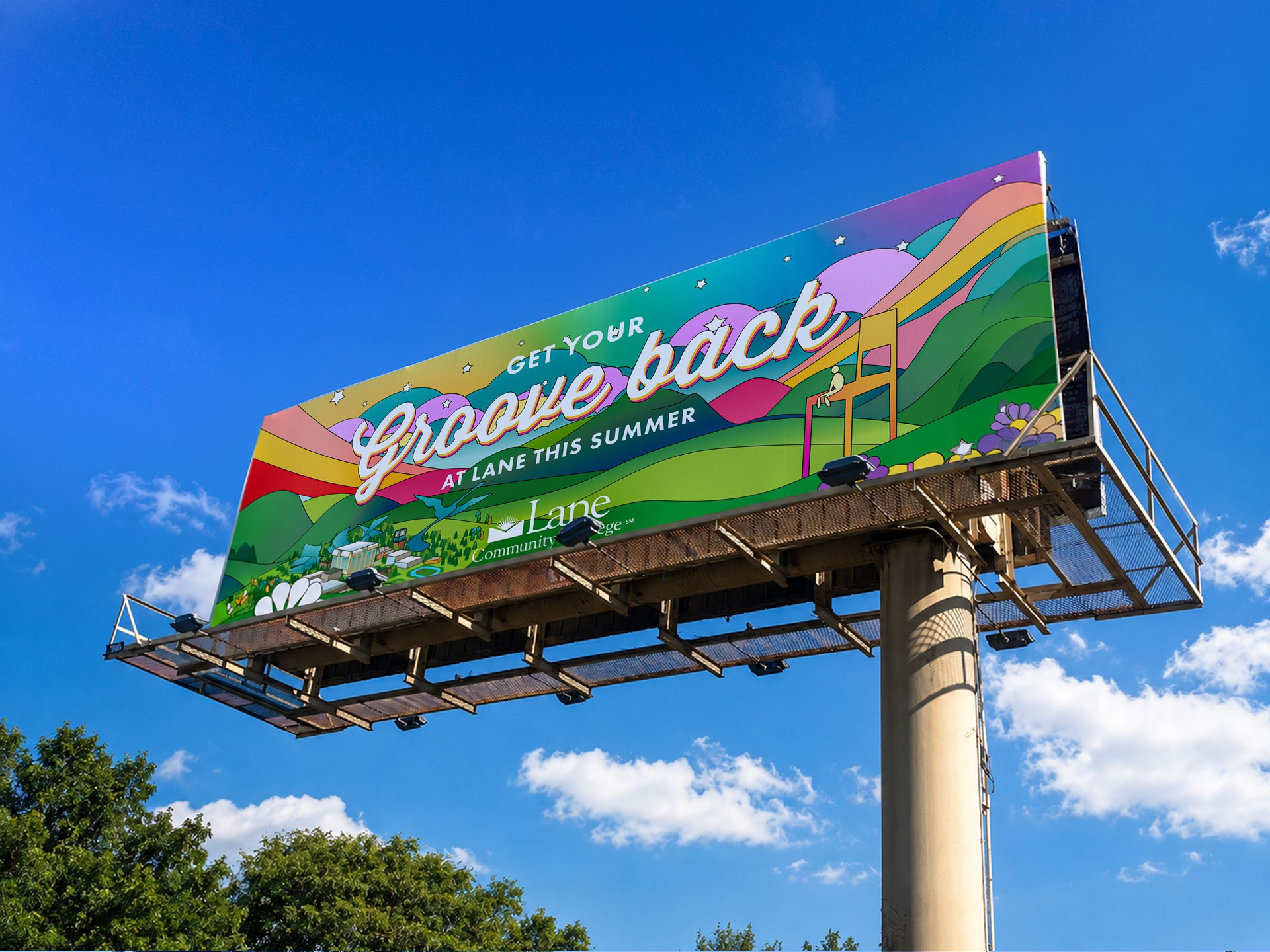 Summer of Lane billboard with campaign artwork.