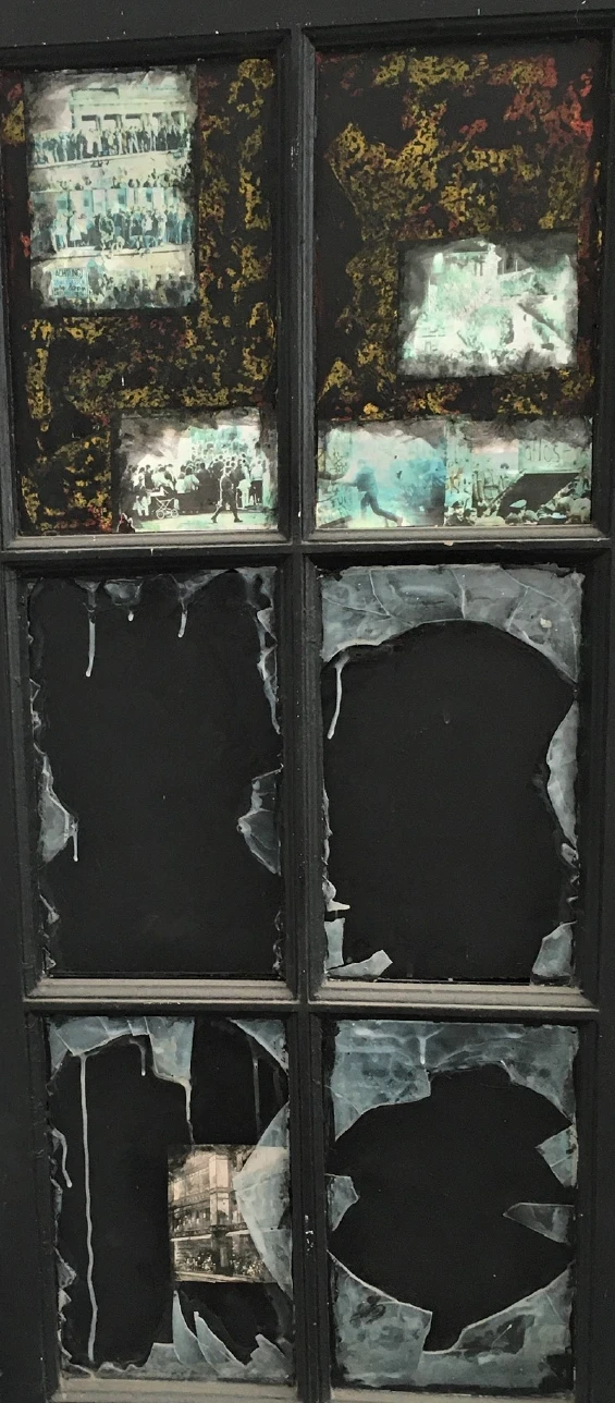 Ninth of November, 2008. Mixed media, window. by Barbara Walker.