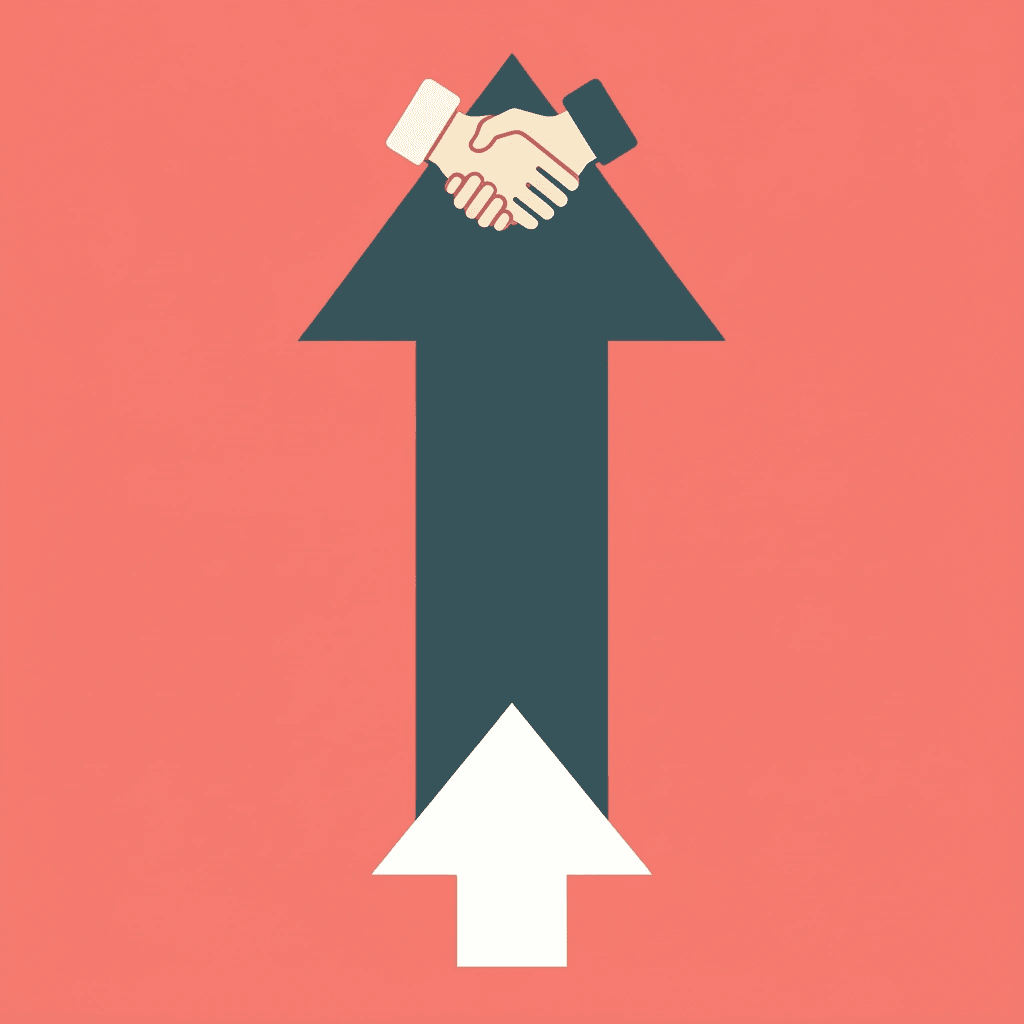 Upward arrow showing growth in employee trust and program momentum