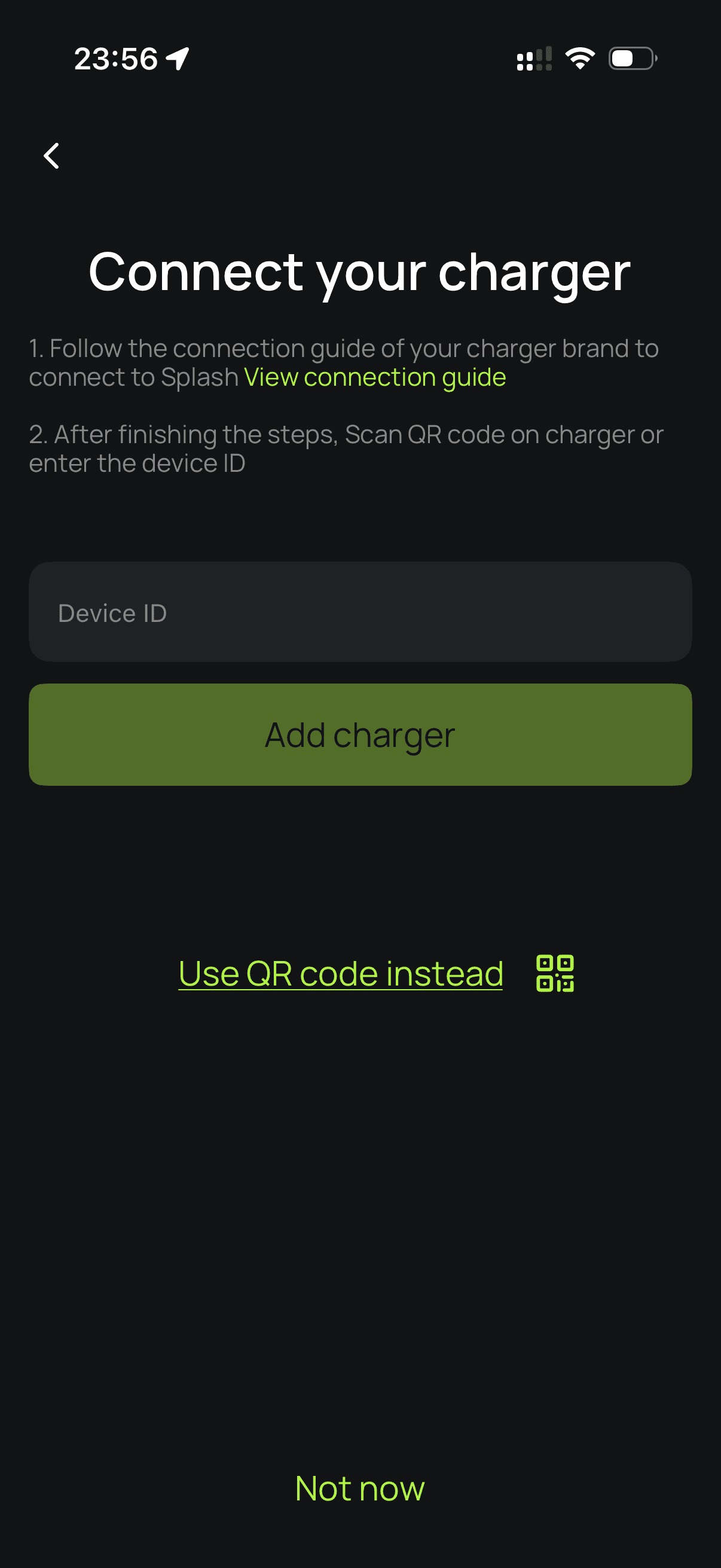 Splash Share — Connect your charger screen with Device ID field