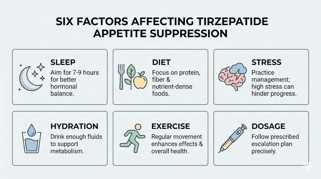 Factors affecting tirzepatide appetite suppression effectiveness