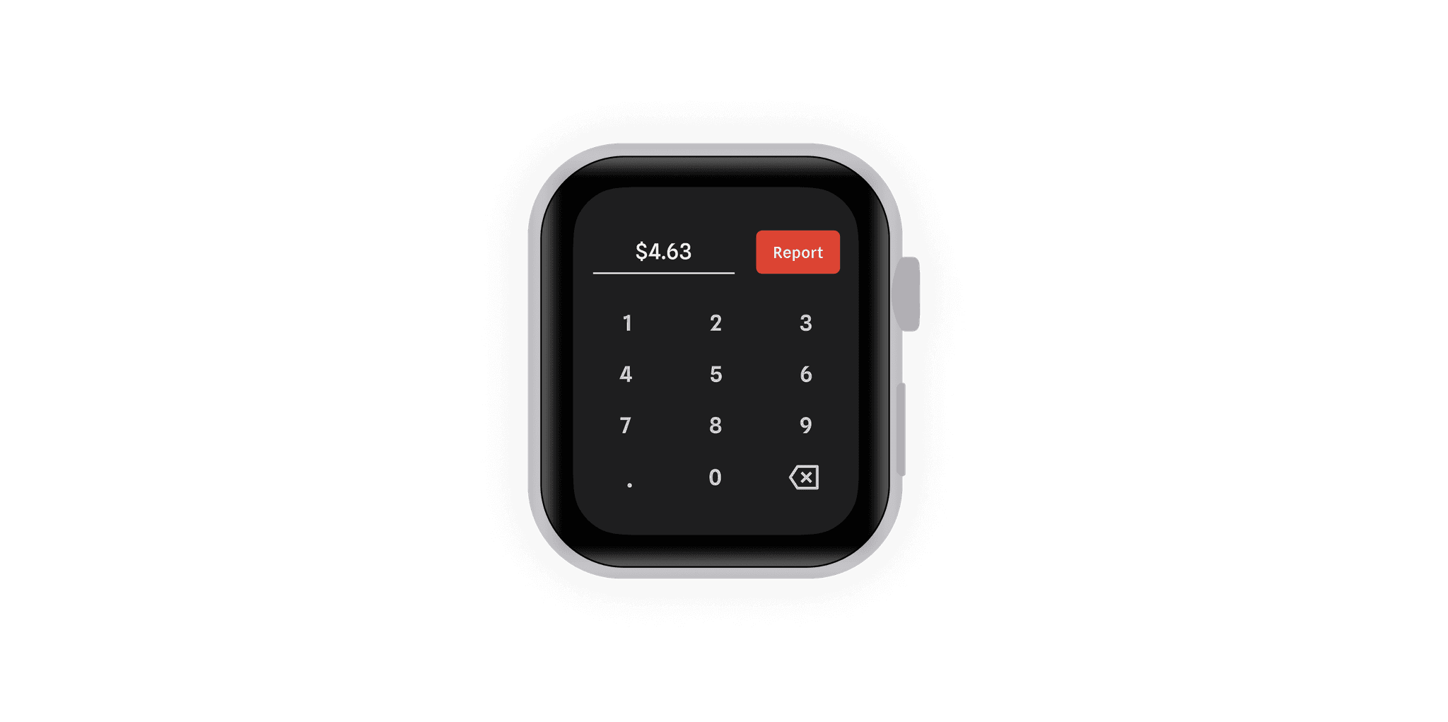 Smartwatch mockup showcasing ui of reporting gas price.