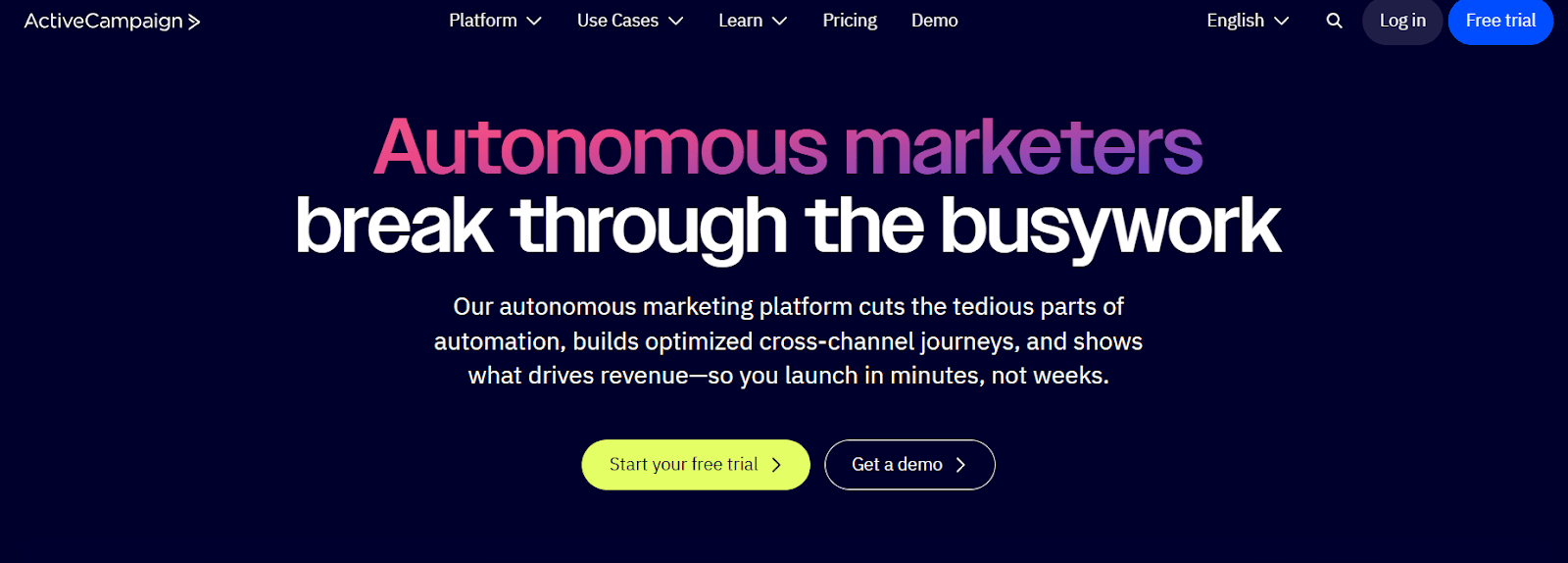 ActiveCampaign homepage