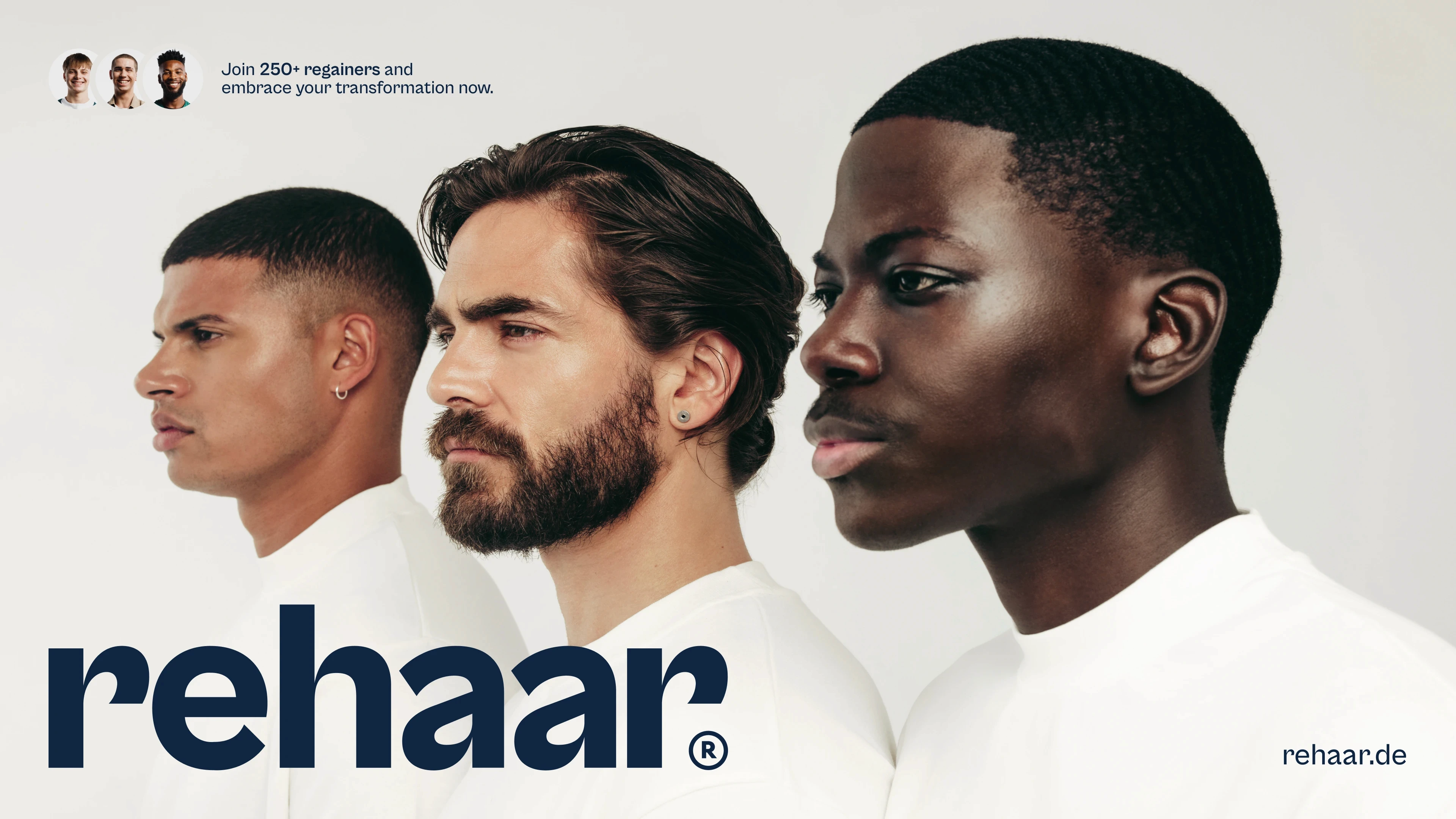 Three men looking left