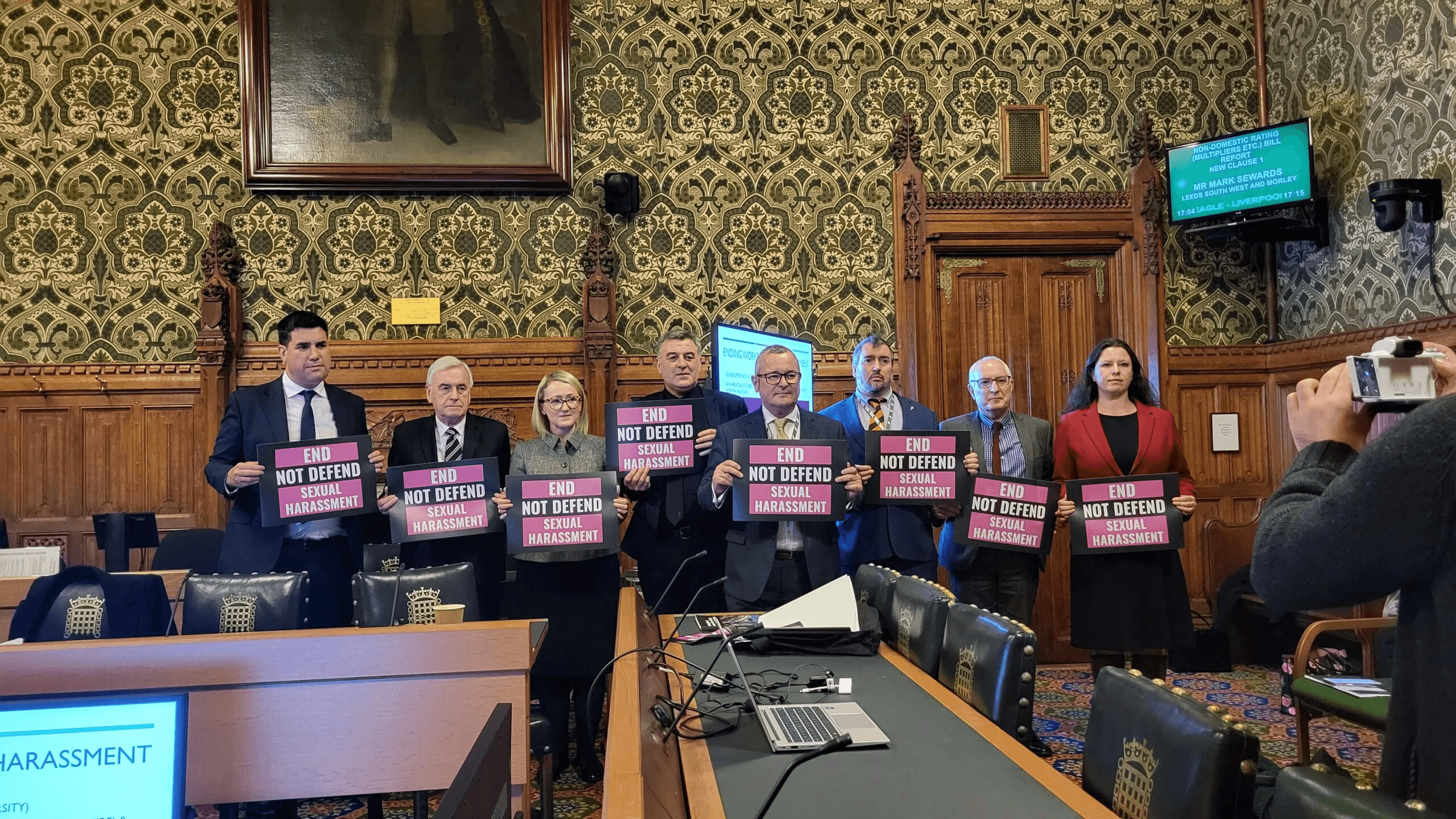 MPs and campaigners gathered in Parliament to support the End Not Defend campaign, which is pushing to reclassify workplace sexual harassment as a health and safety risk. Link: https://workerspolicyproject.org/end-not-defend-campaign-launched-in-westminster-to-strengthen-workplace-protections-against-sexual-harassment/