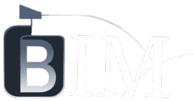BIM logo with the letters B, I, and M. The B is a rectangle. A line and an object are above it.