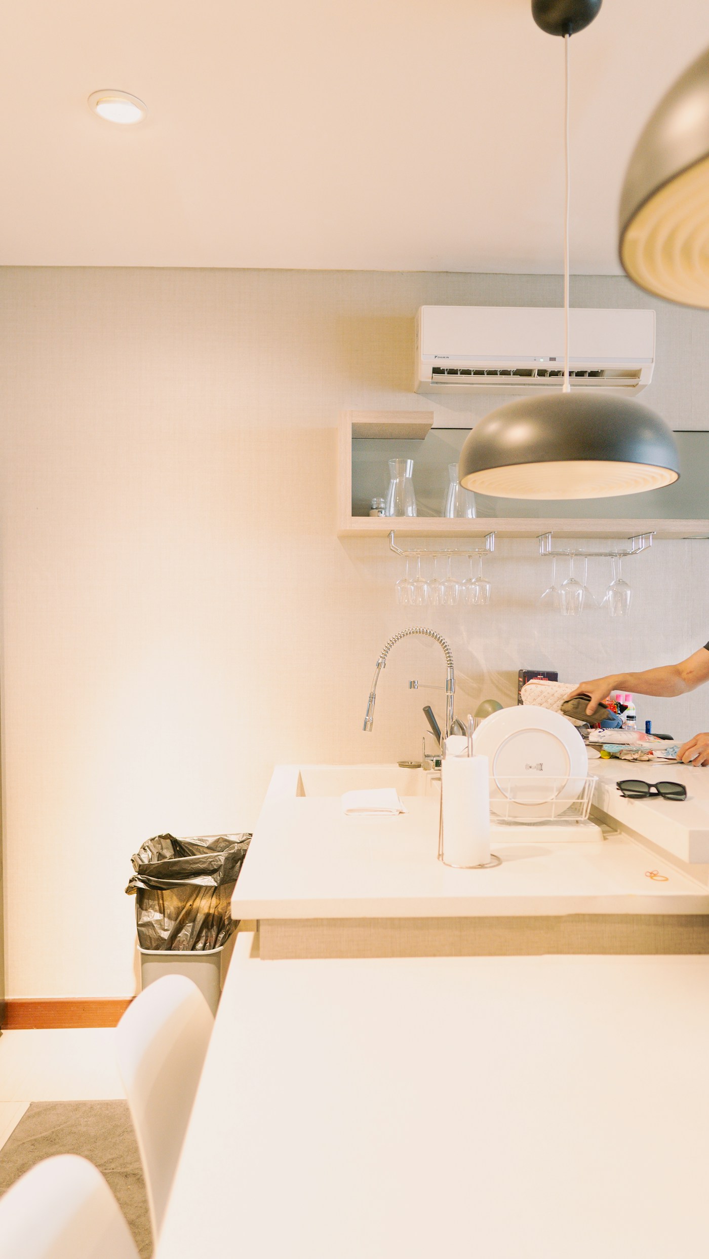 Professional cleaning a kitchen counter