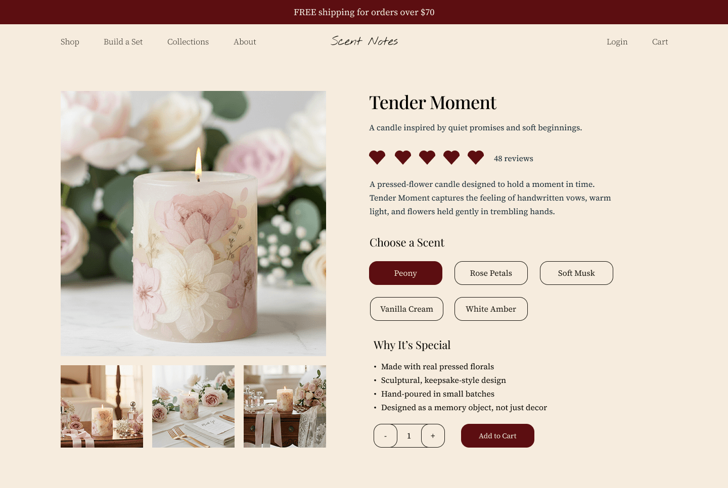 Scent notes product page example