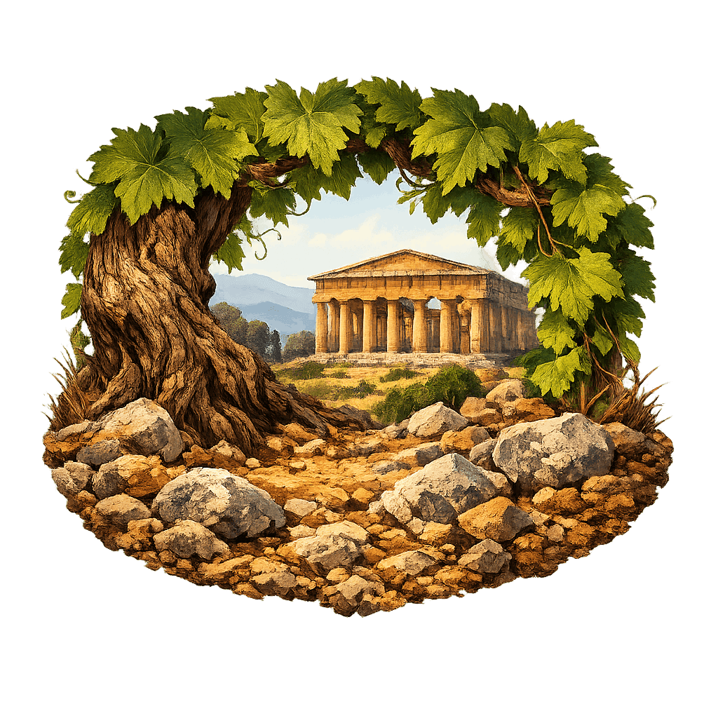 Detailed graphic of the Cilento wine region.