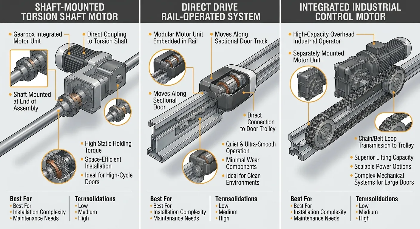 Comparison of different industrial sectional door motor types