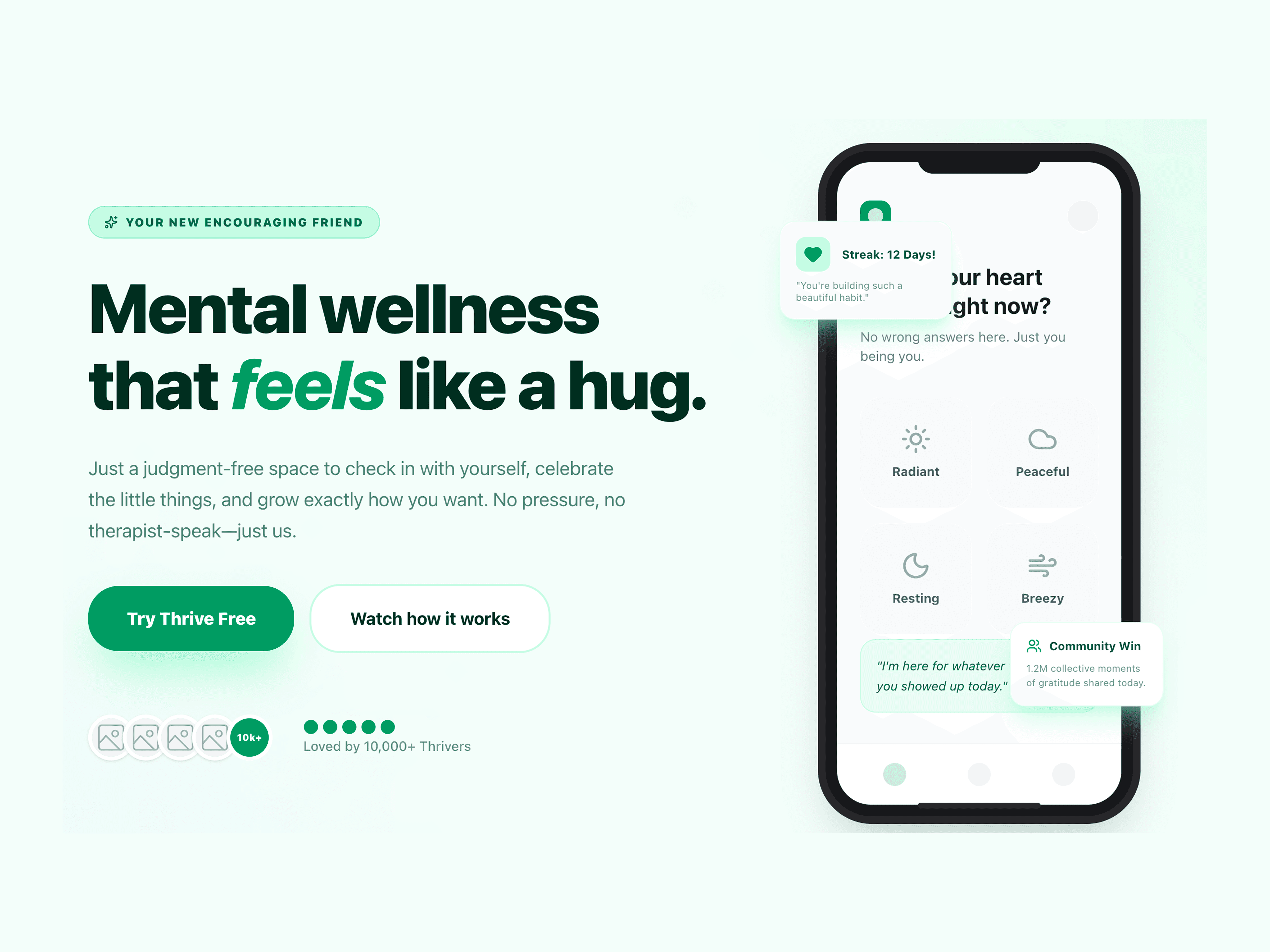 Hero title for a wellness tracker