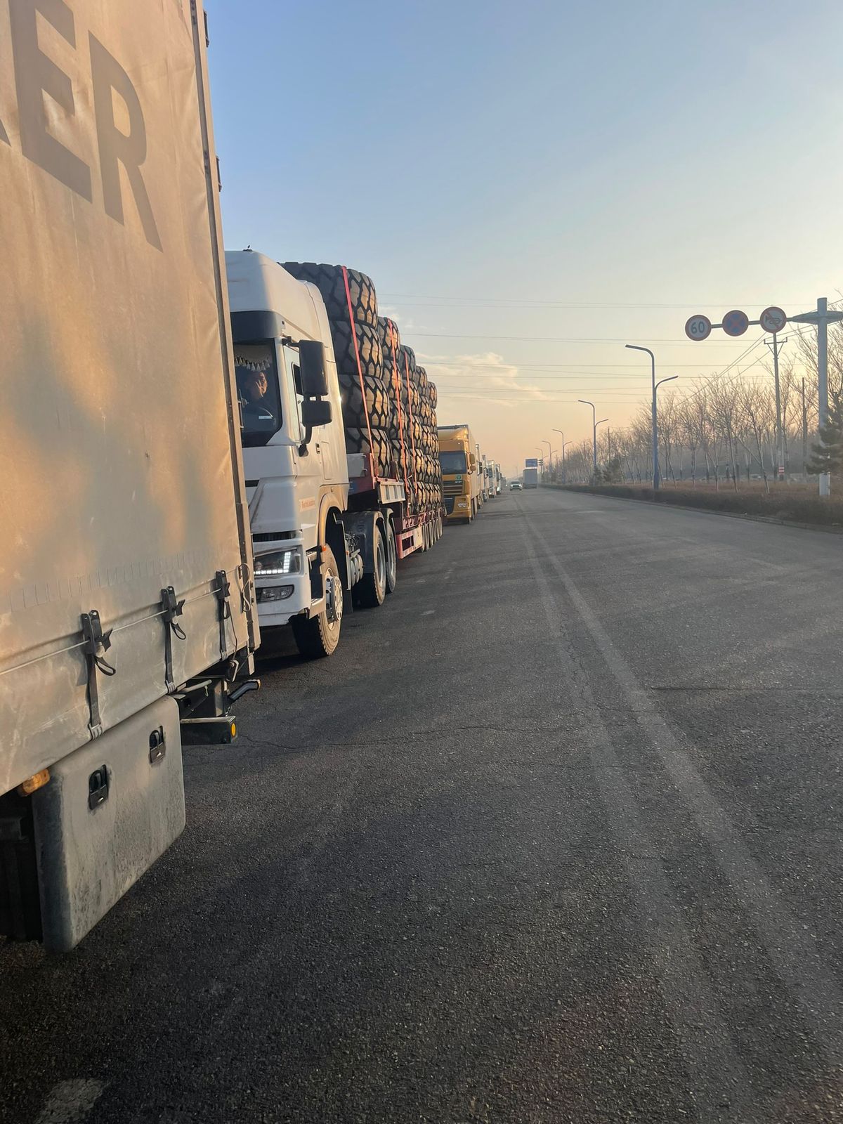 Trucks of a logistics company