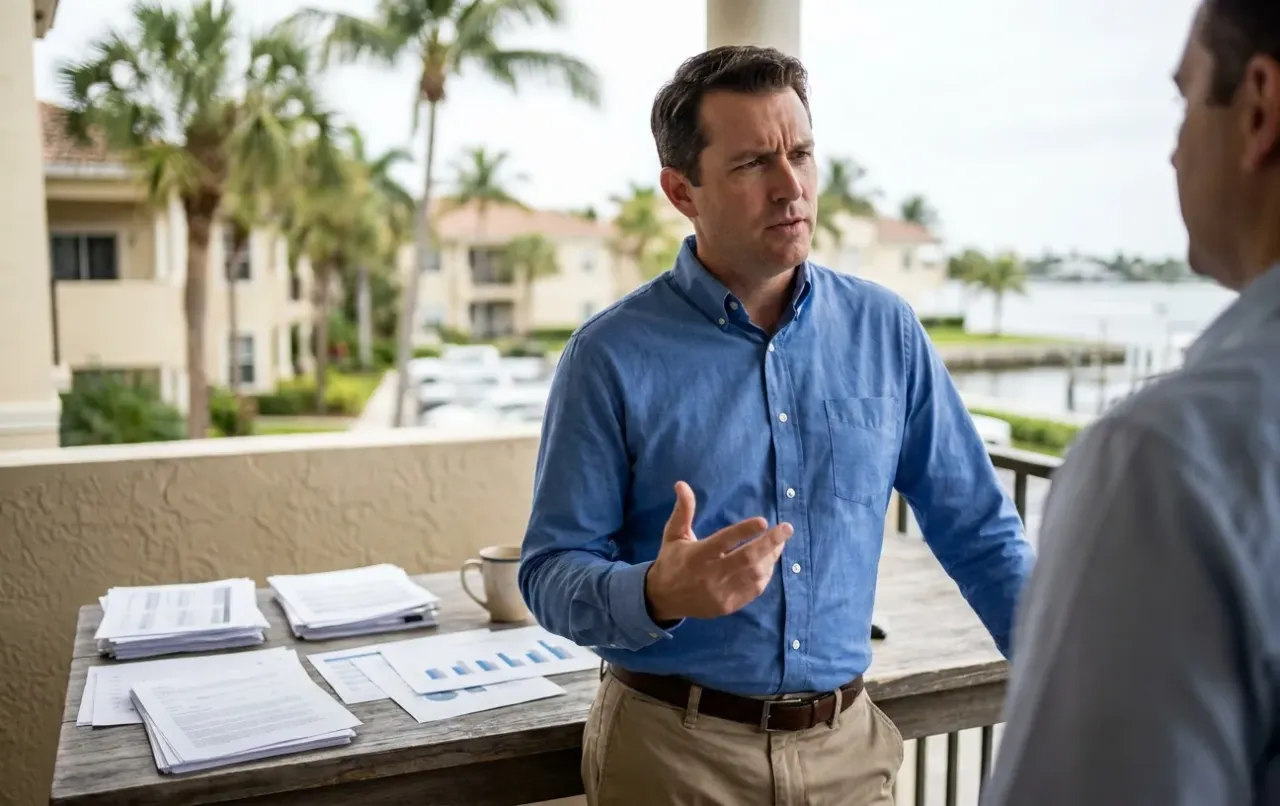 A man is talking on a cell phone while standing next to a building