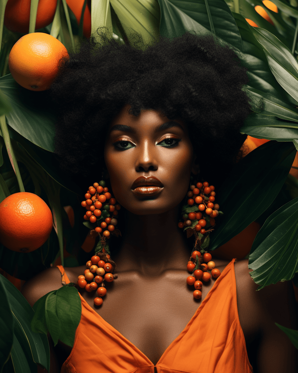 african woman portrait on nature concept