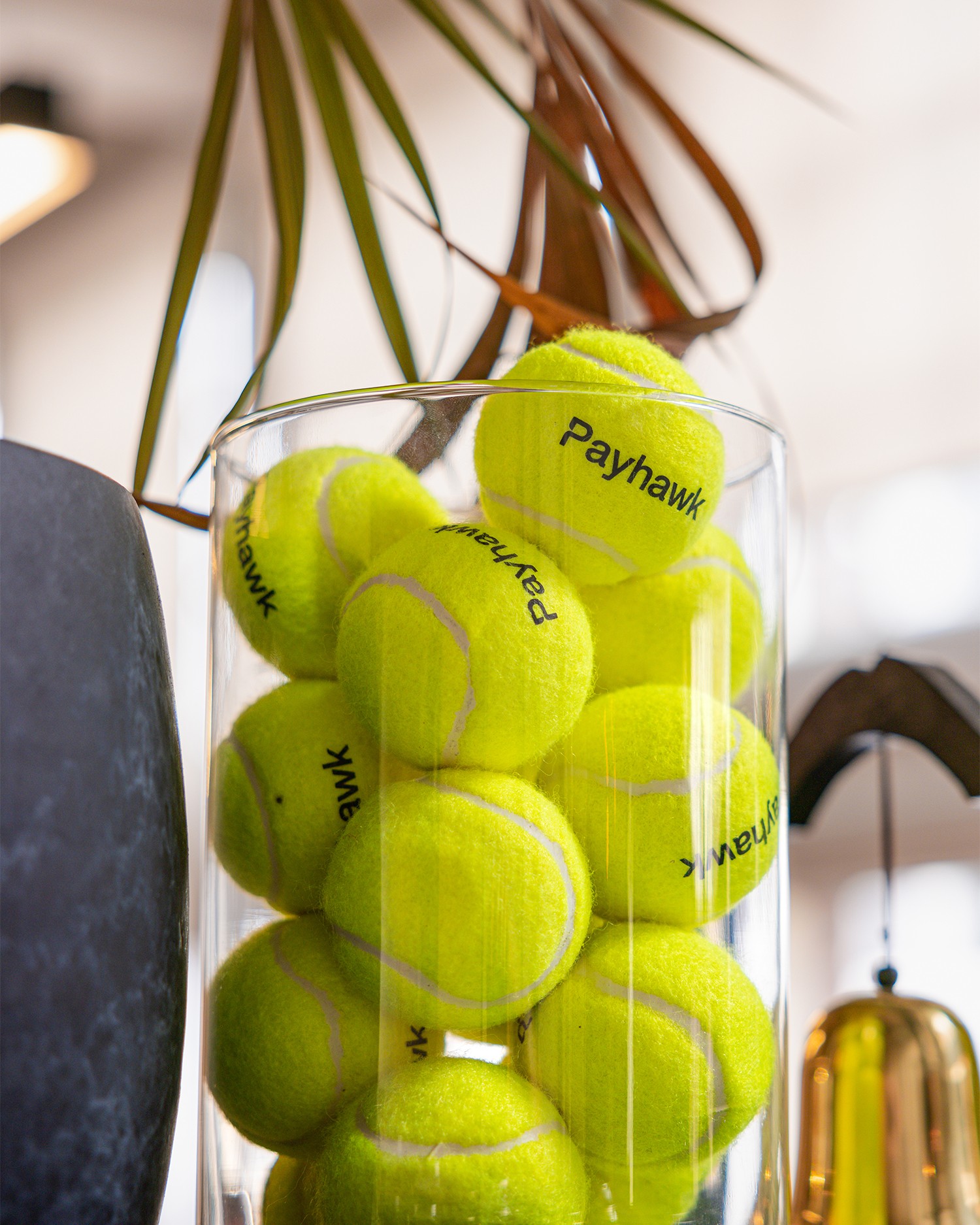 Custom company merch payhawk tennis balls