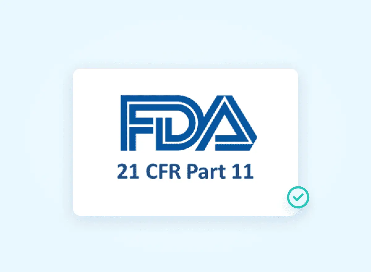 FDA 21 CFR Part 11 logo and checkmark