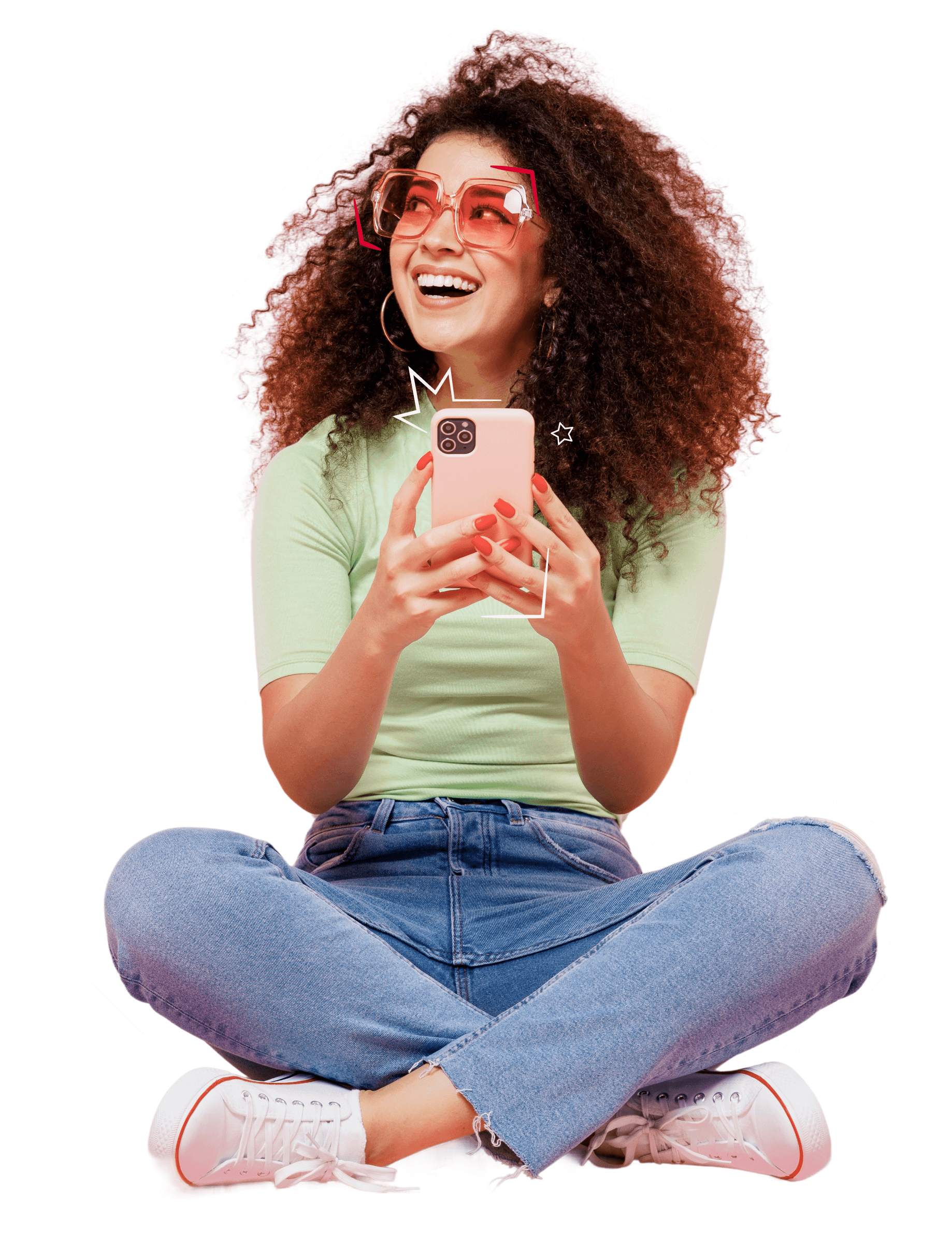 Lachende vrouw met smartphone