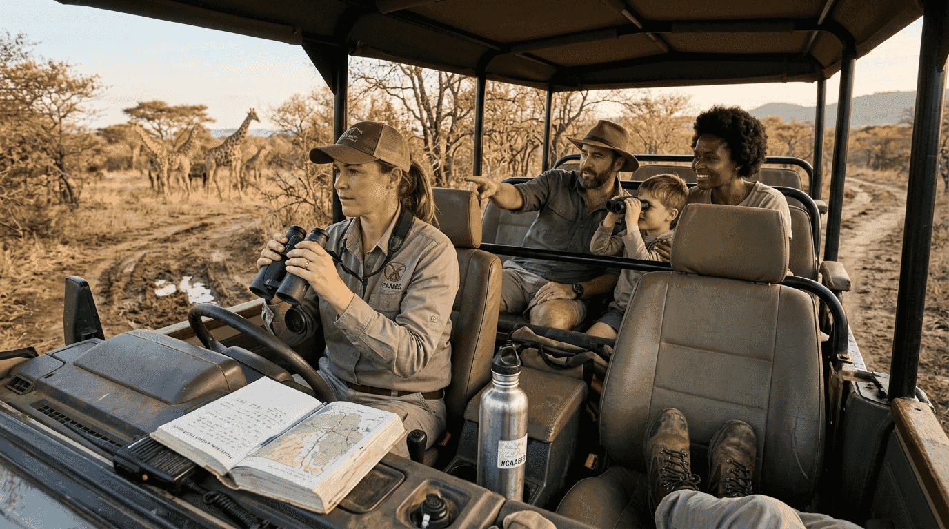 Safari guide leading private Etosha game drive