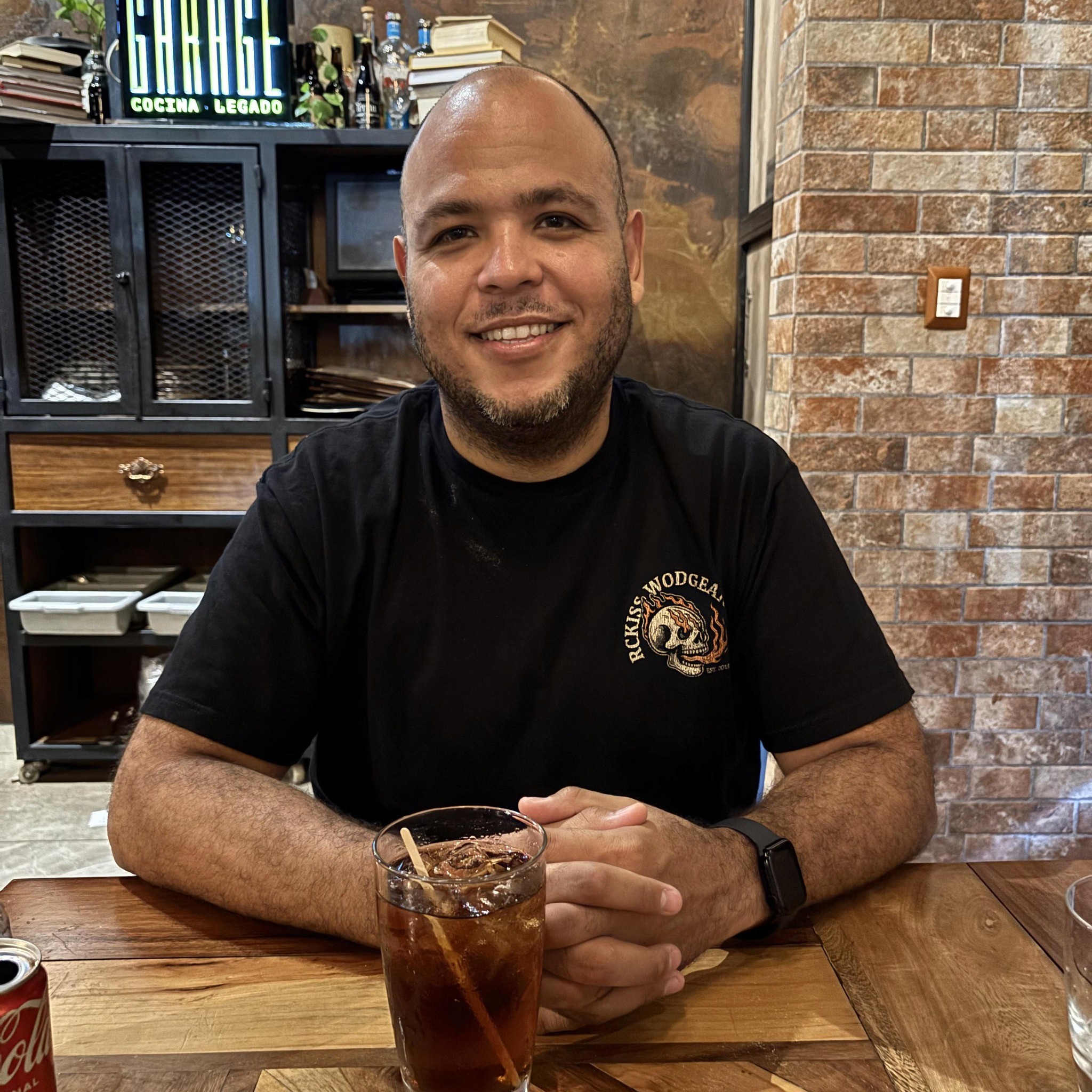 profile silhouette with orange background