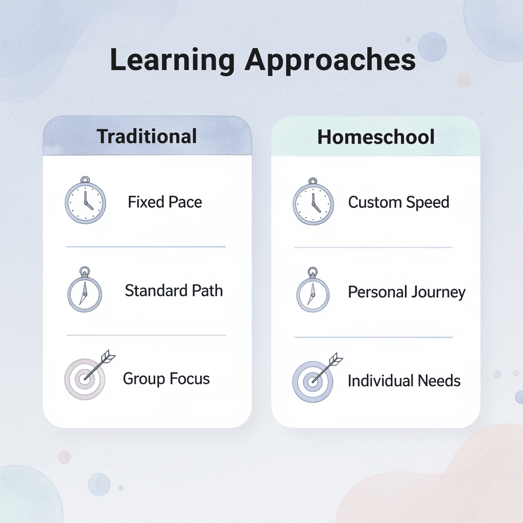  Comparison infographic showing traditional vs homeschool learning approaches