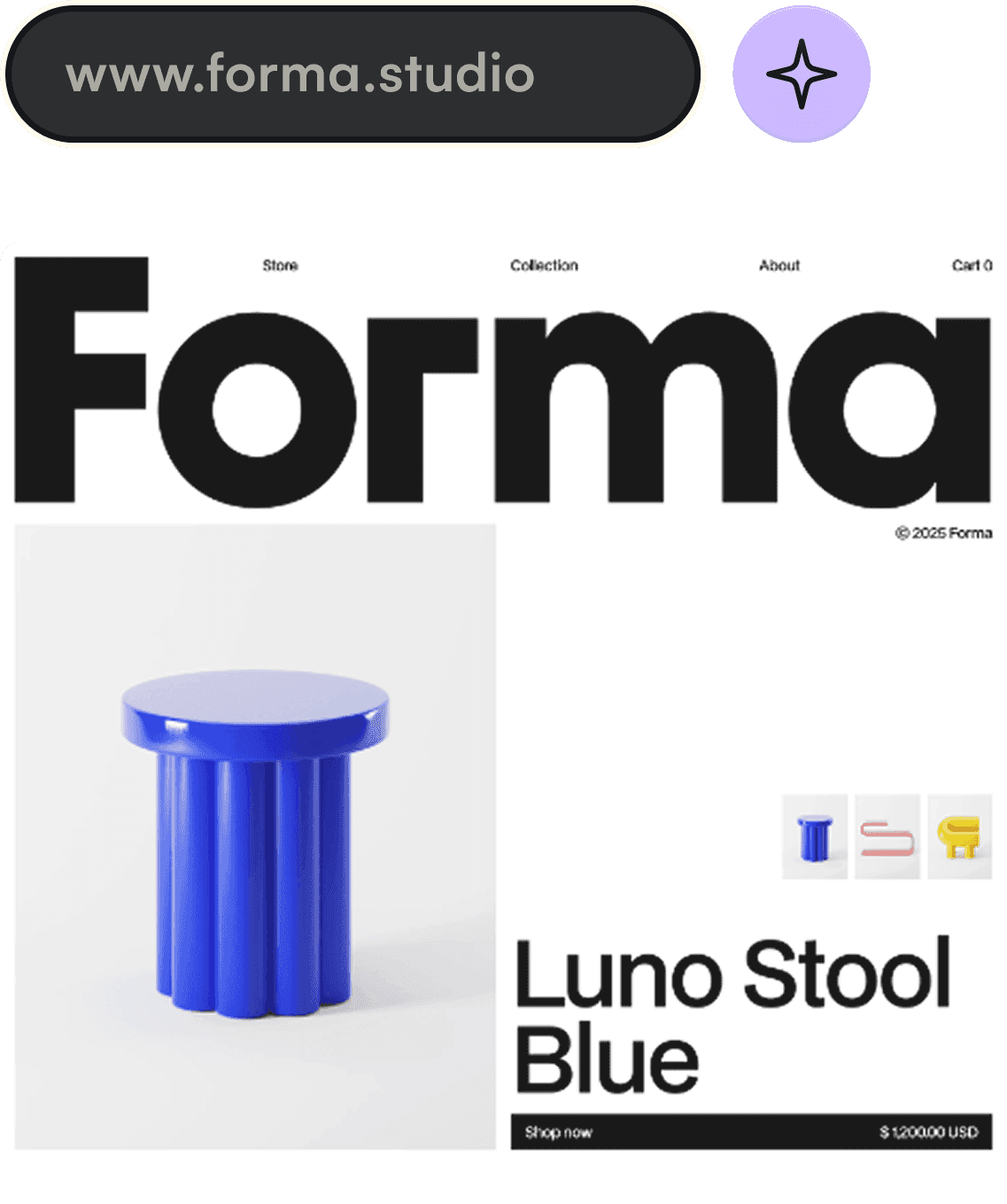 Website URL box and snapshot of a website