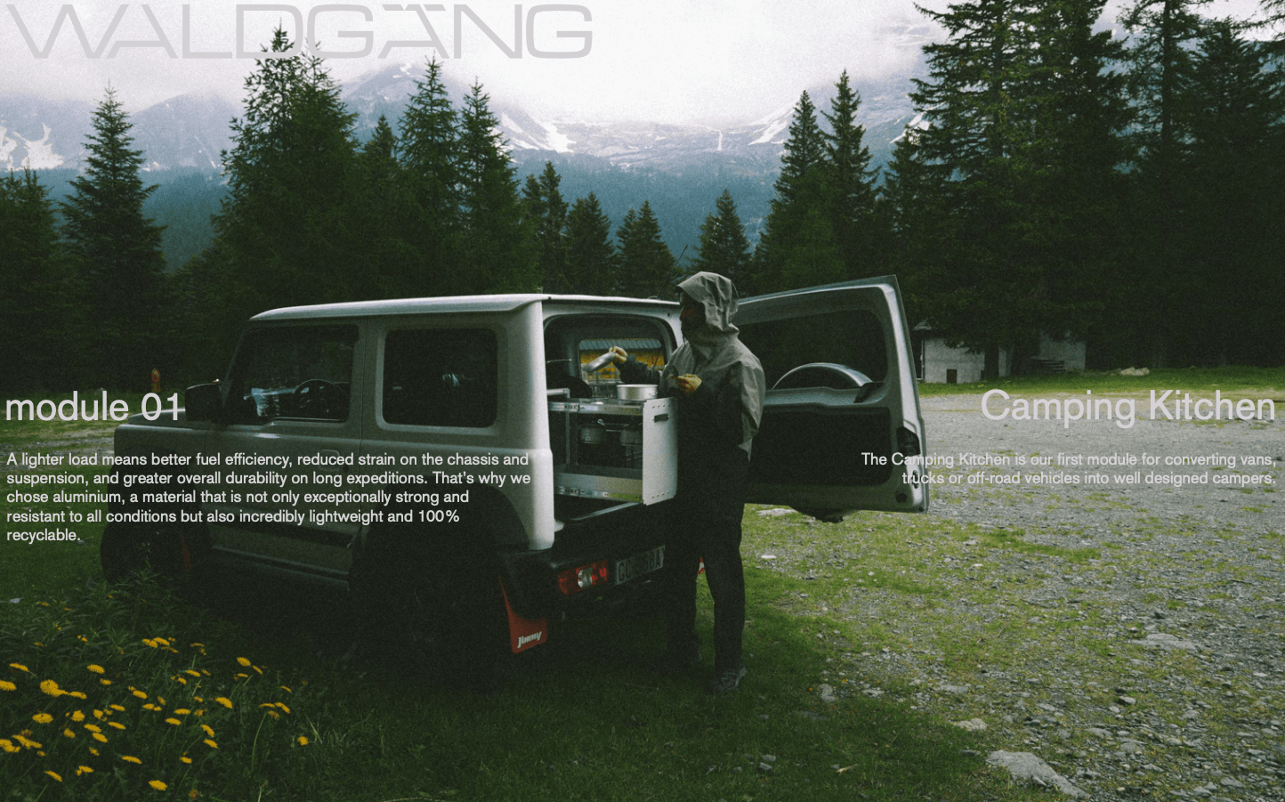Guy cooking outdoor with a camper car